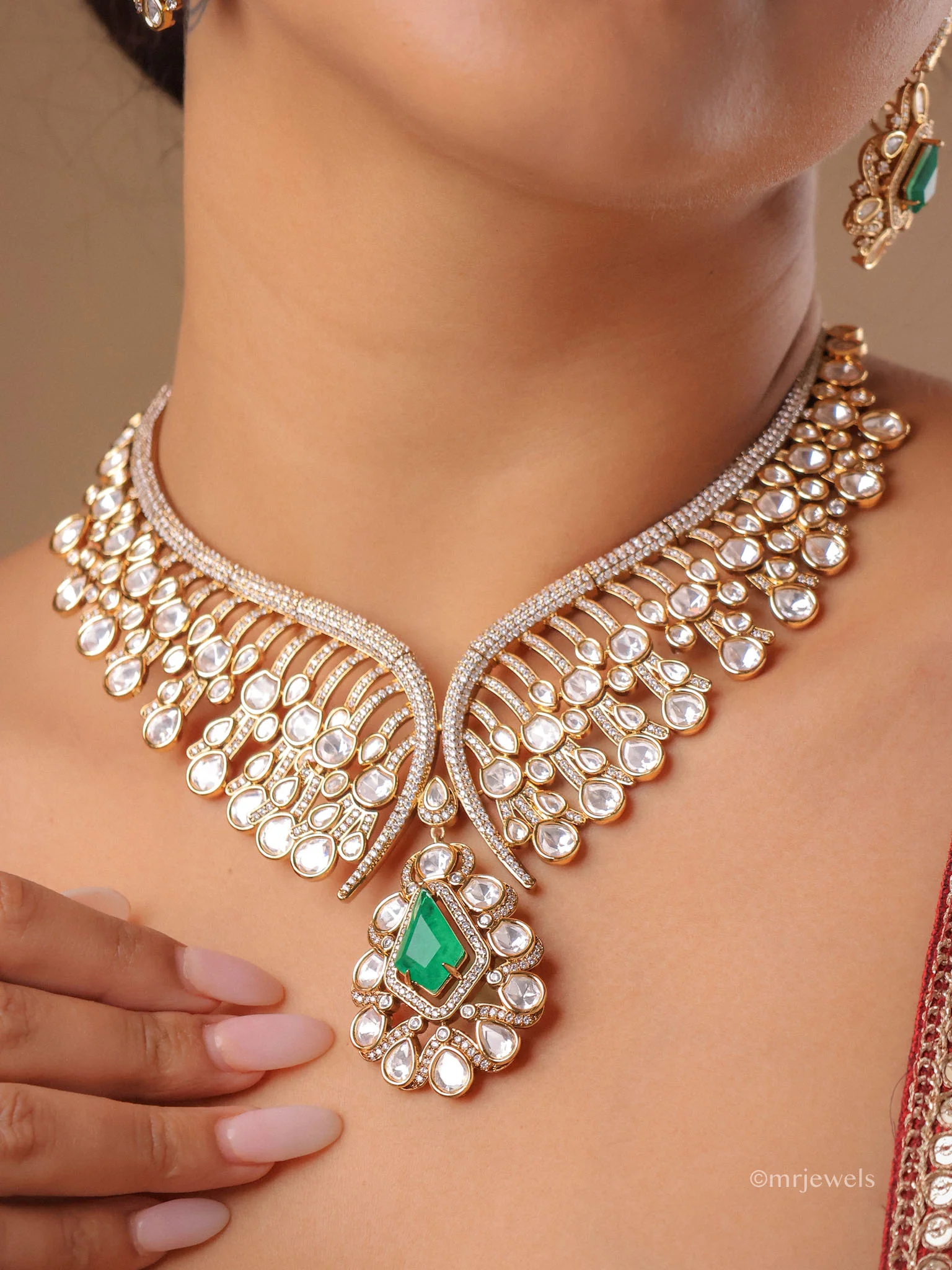 Naaz Polki Statement Necklace Set - Image 4