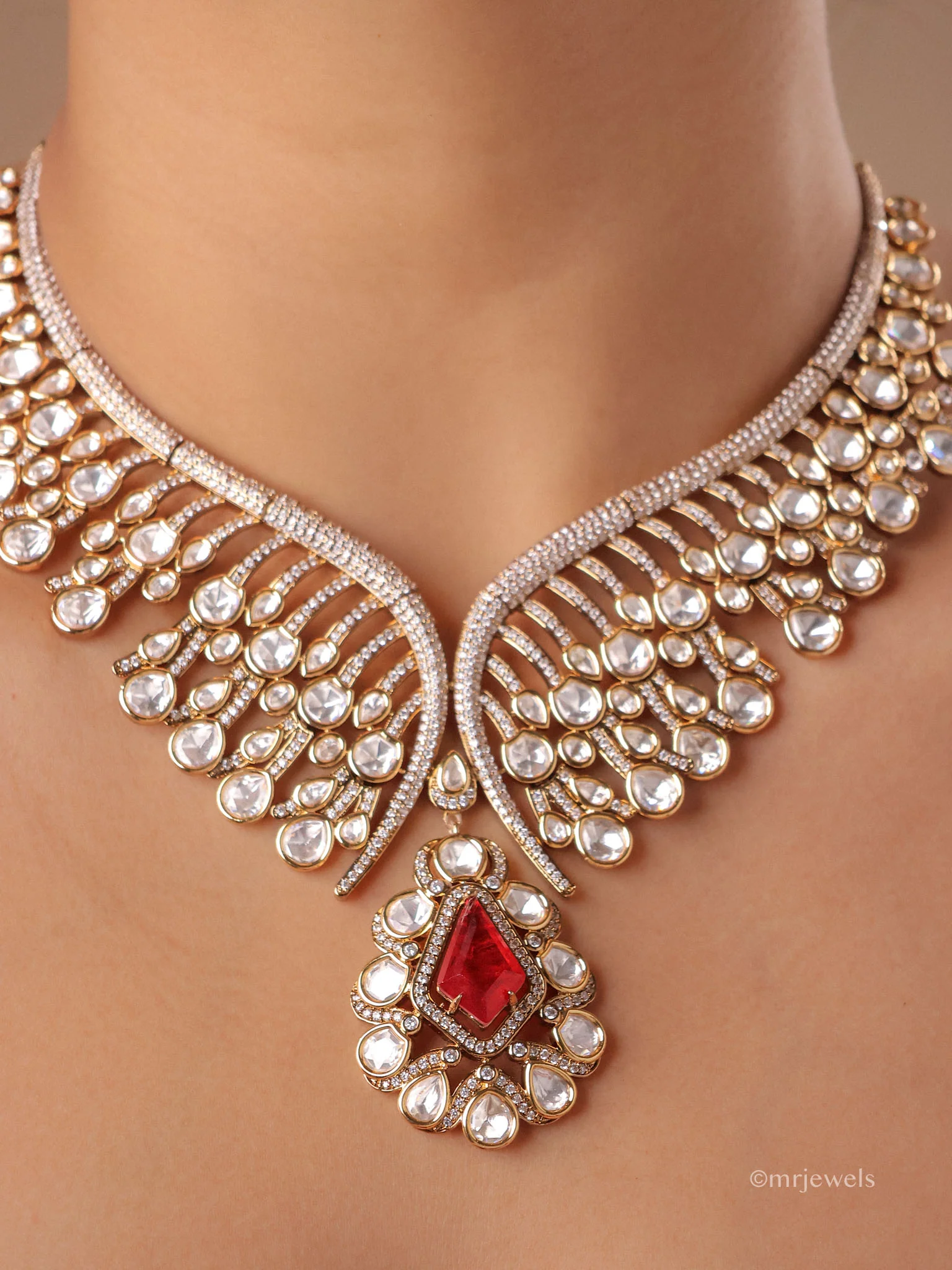 Naaz Polki Statement Necklace Set - Image 7
