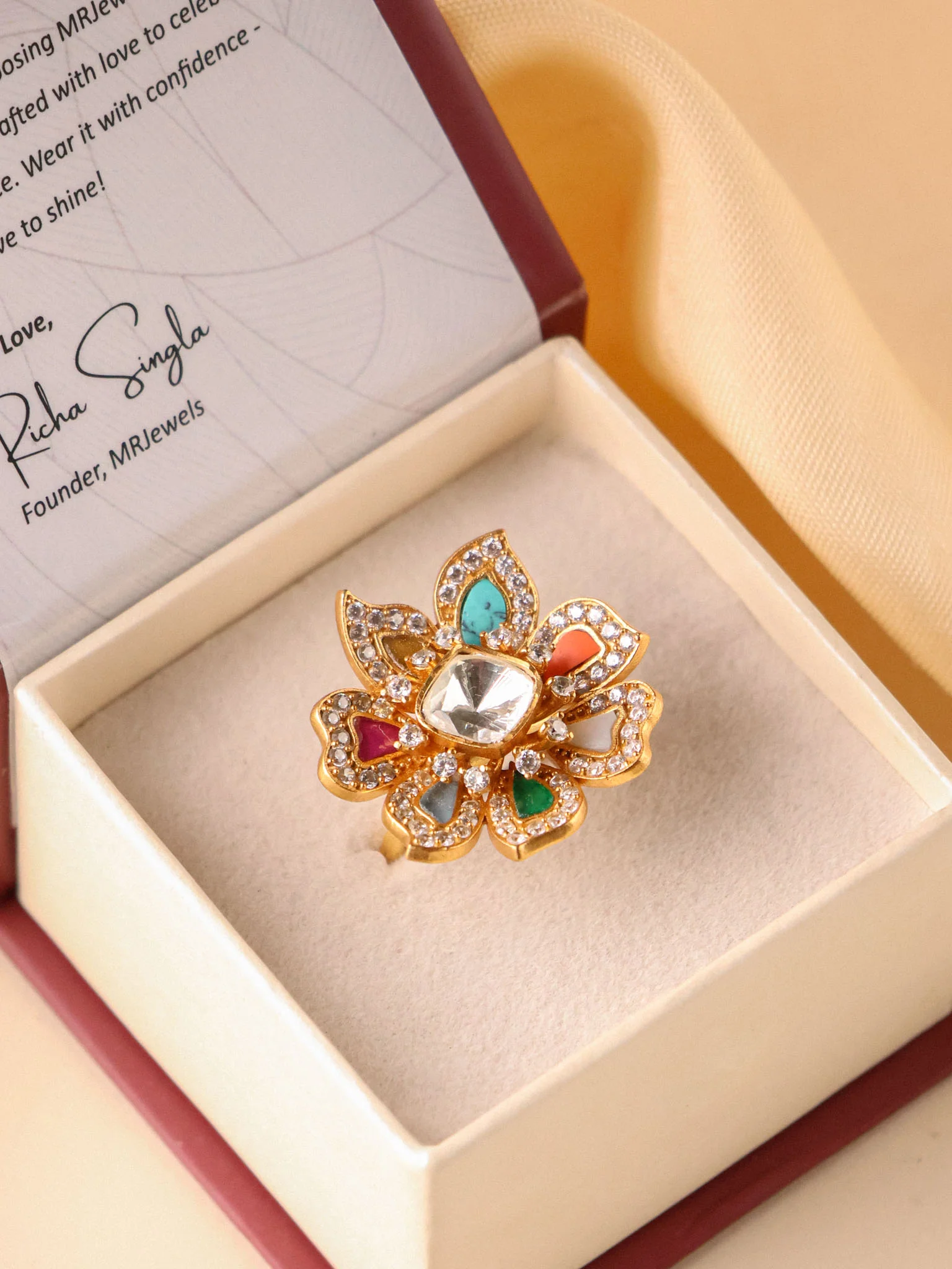 Navrang Noor Adjustable Kundan Ring