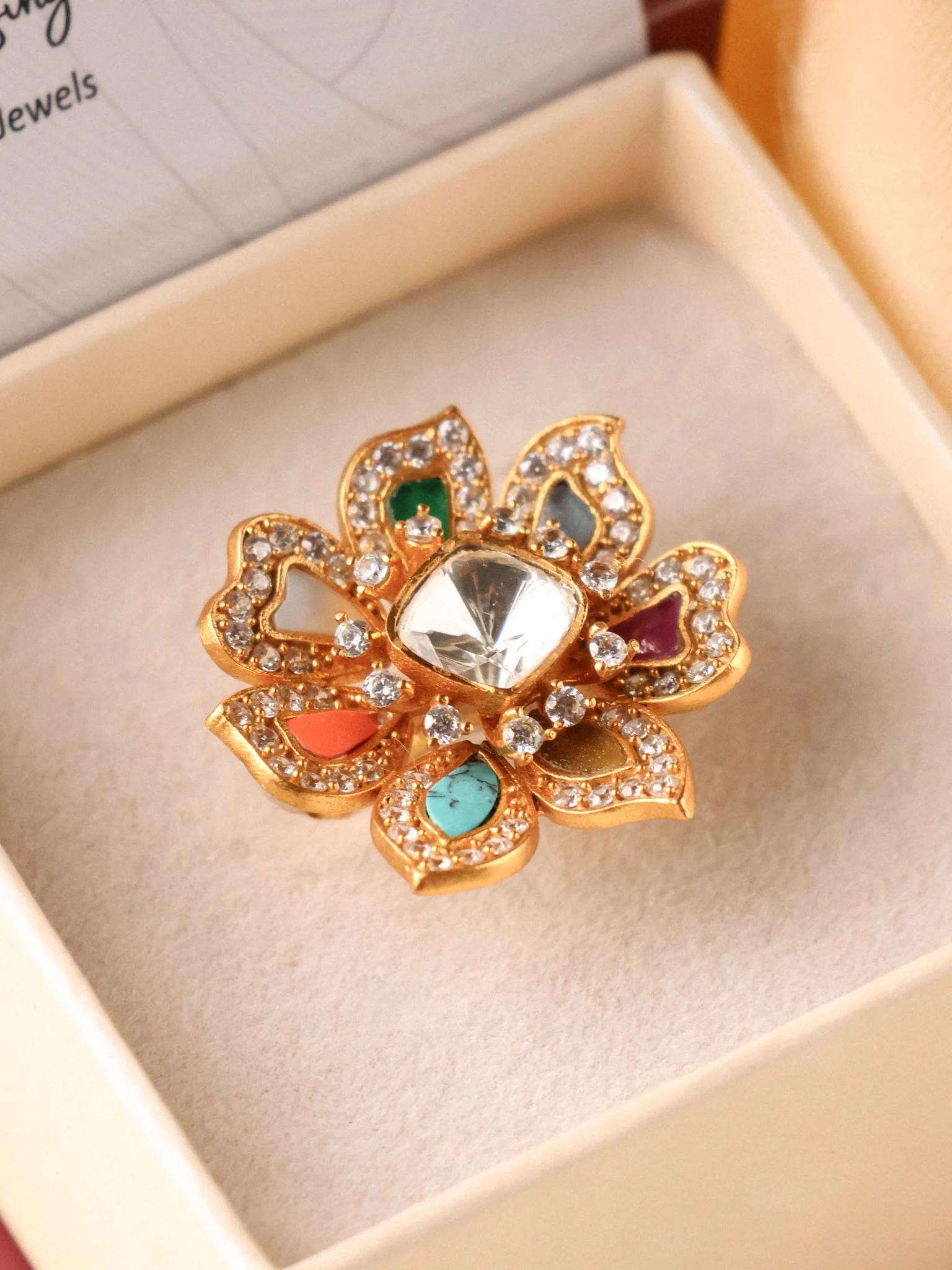 Navrang Noor Adjustable Kundan Ring - Image 4