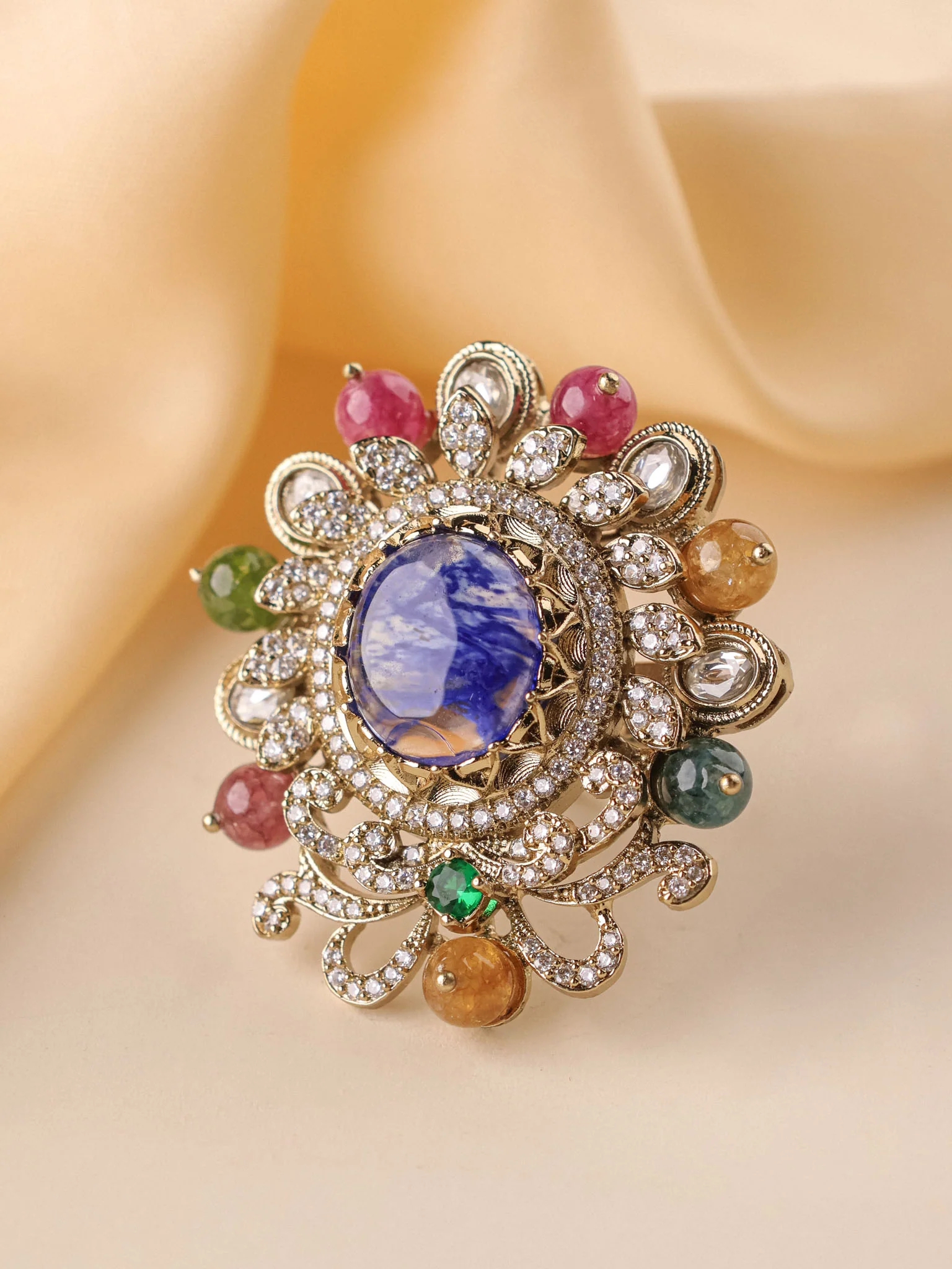 Navrang Royale Polki Cocktail Ring - Image 2