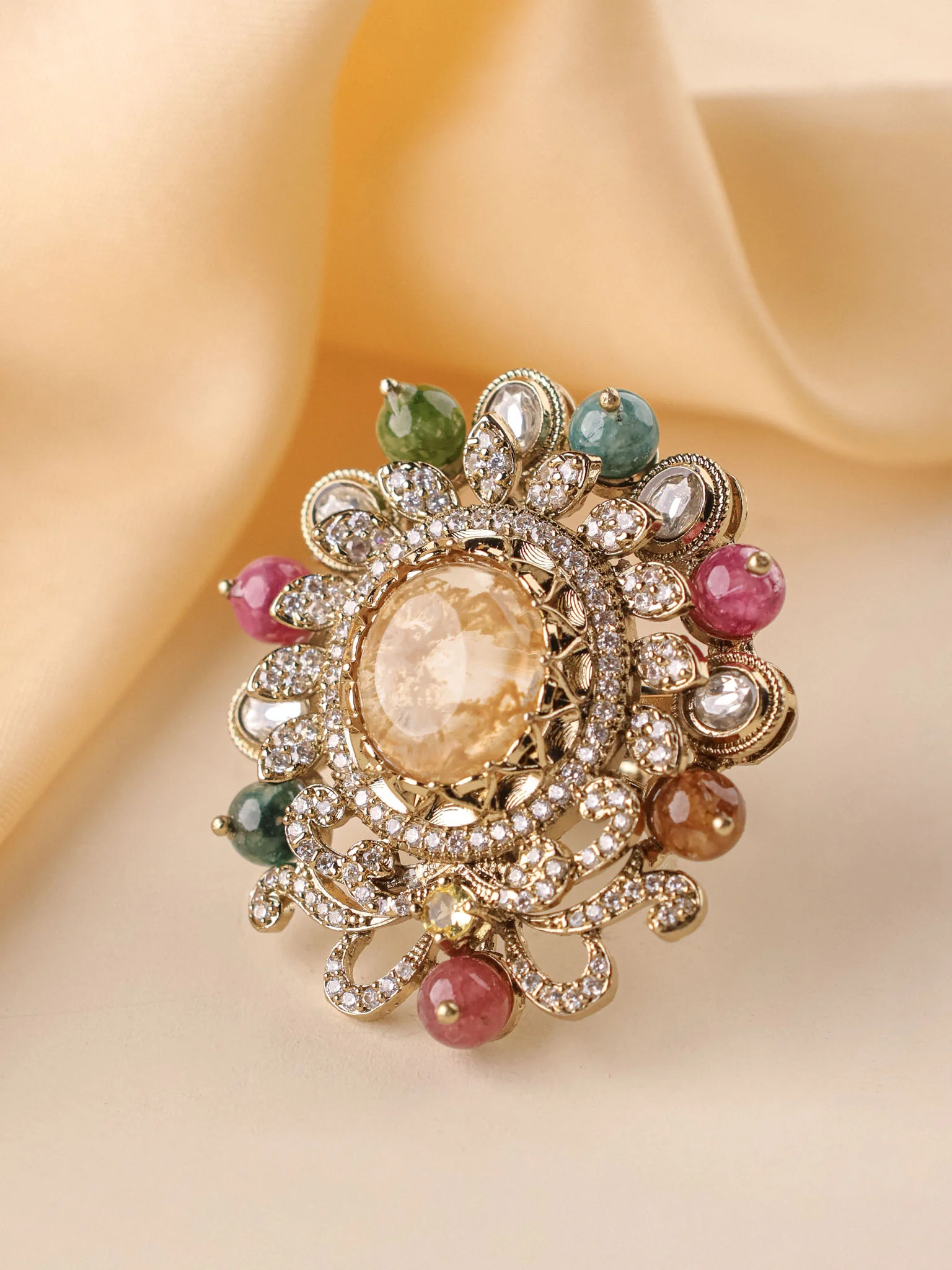 Navrang Royale Polki Cocktail Ring - Image 3