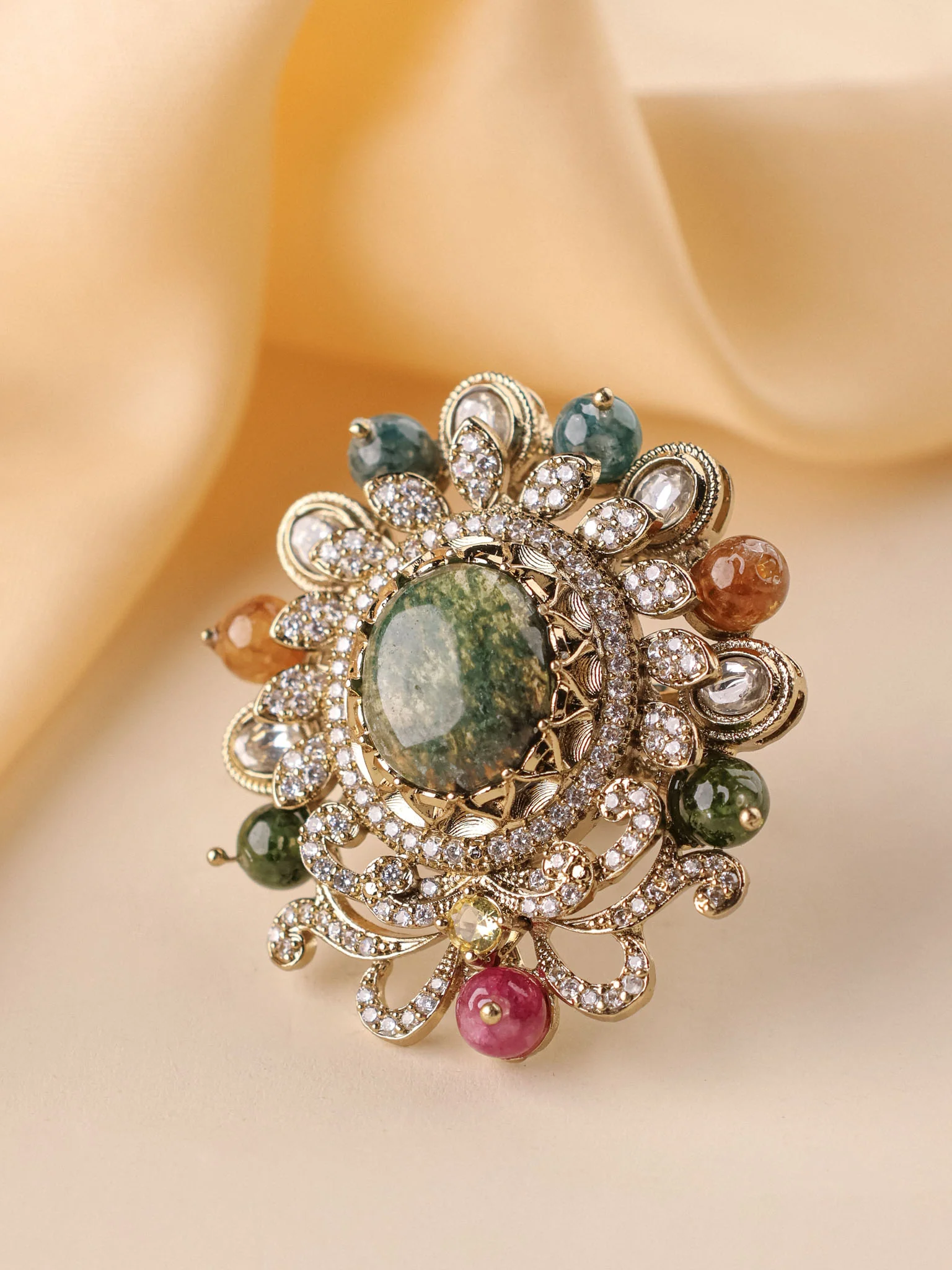 Navrang Royale Polki Cocktail Ring - Image 5