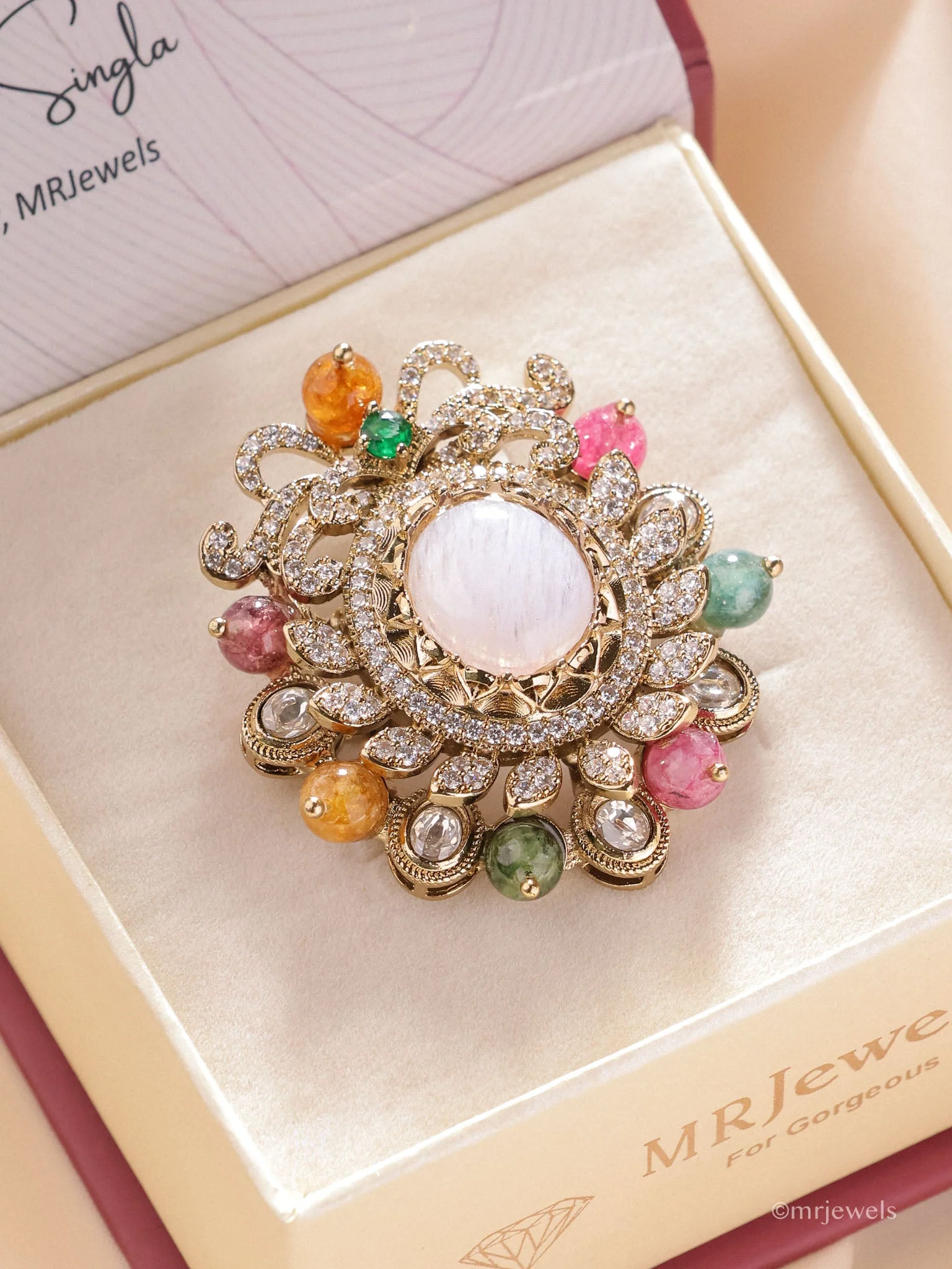 Navrang Royale Polki Cocktail Ring - Image 7