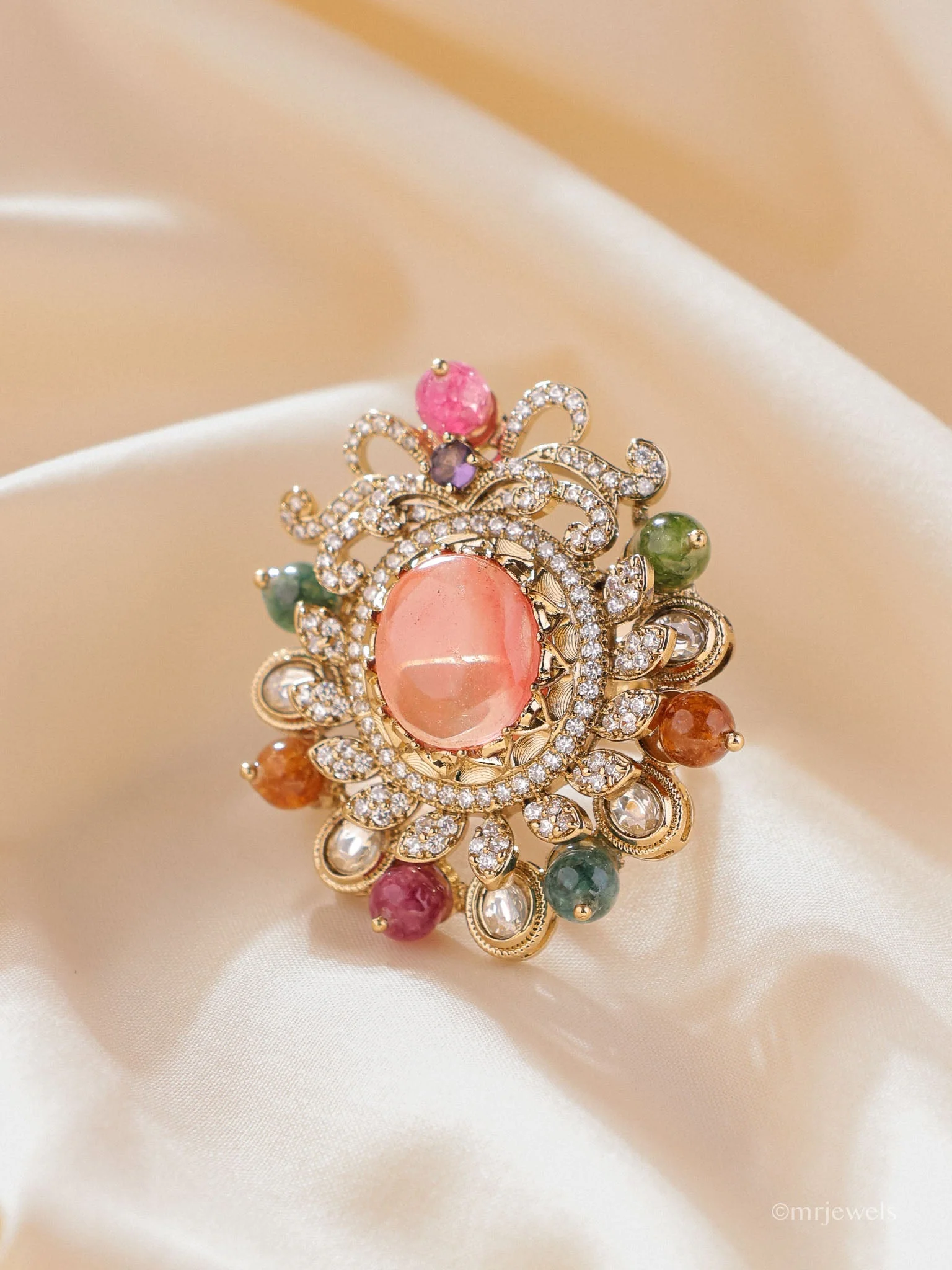 Navrang Royale Polki Cocktail Ring - Image 8