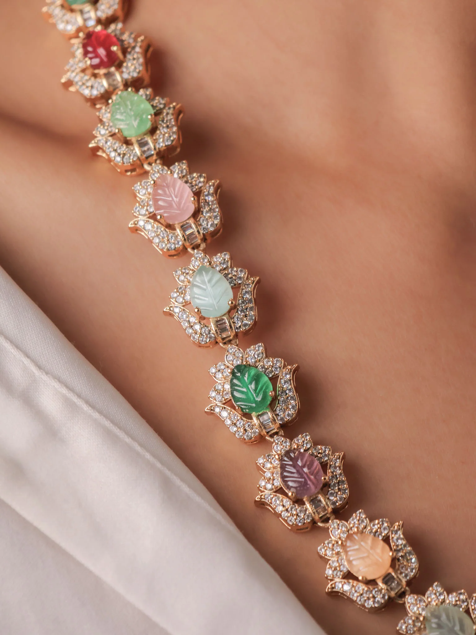 Navrasa Carved Gemstone Heirloom Necklace Set - Image 2
