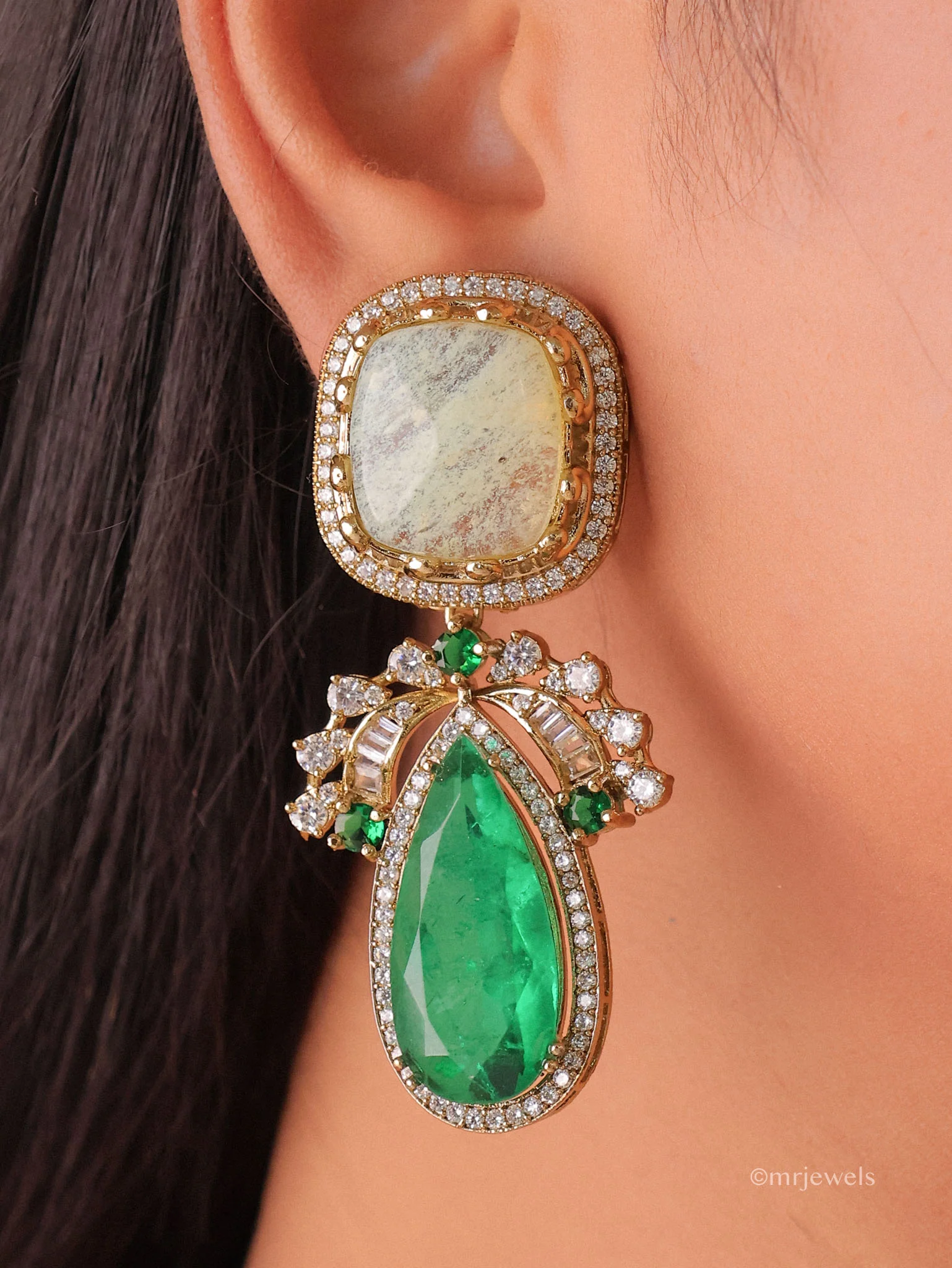 Navratna Couture Necklace Set (with Earrings) - Image 3