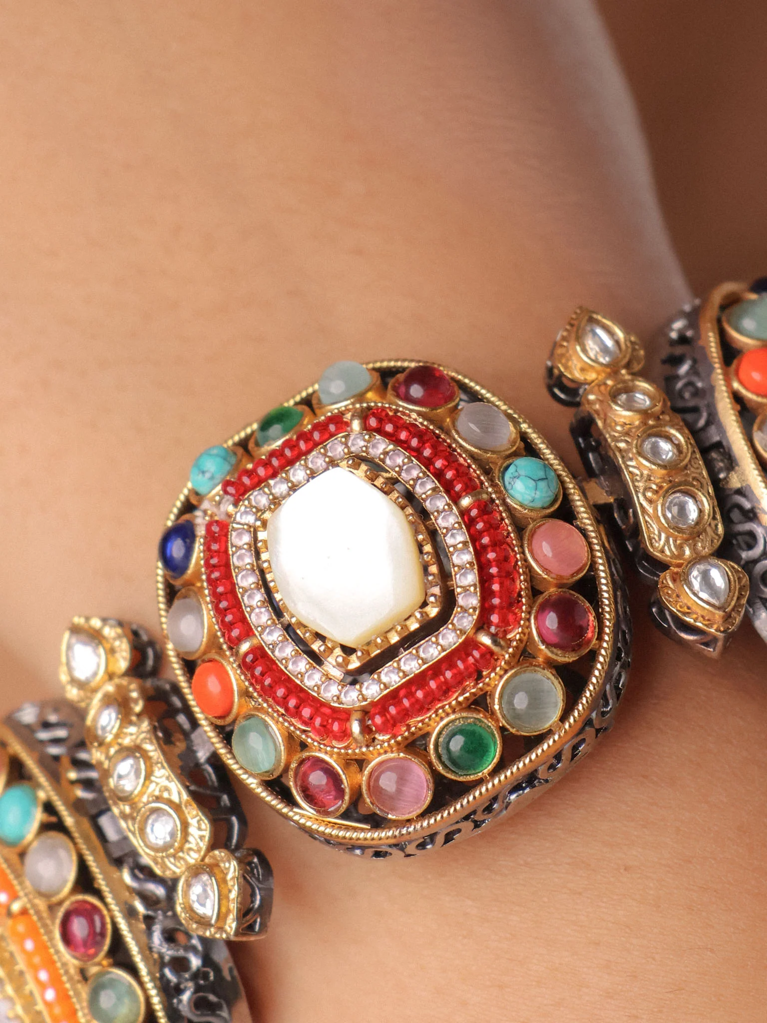 Navratna Noor Statement Bracelet - Image 3