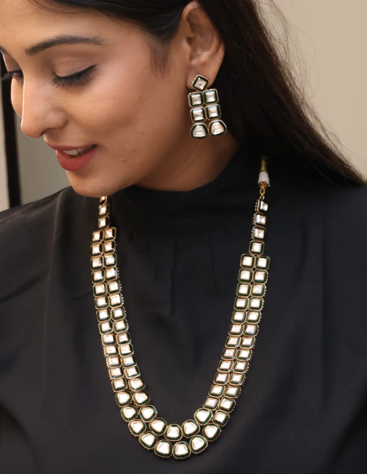 Niti Designer Polki Necklace set - Image 2