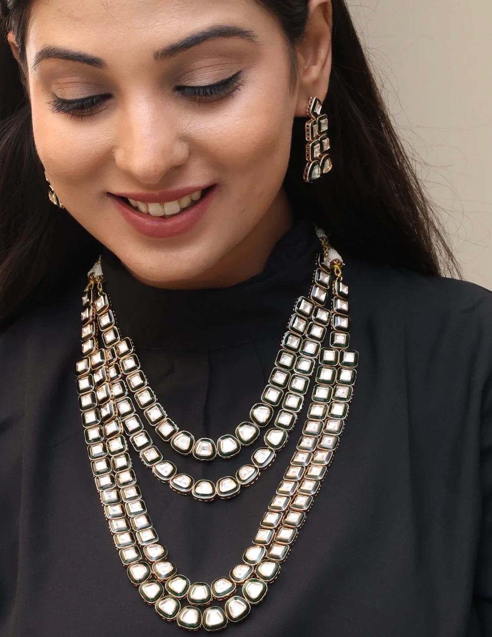 Niti Designer Polki Necklace set - Image 3