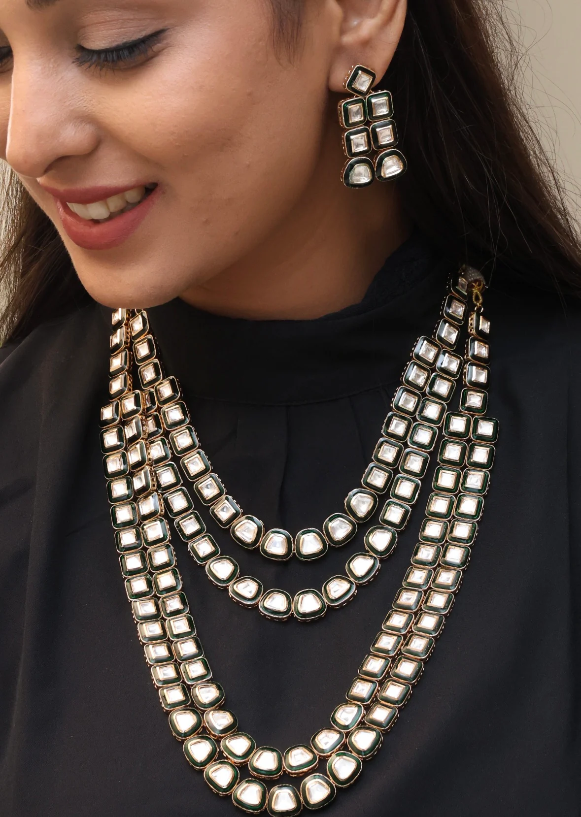 Niti Designer Polki Necklace set - Image 4