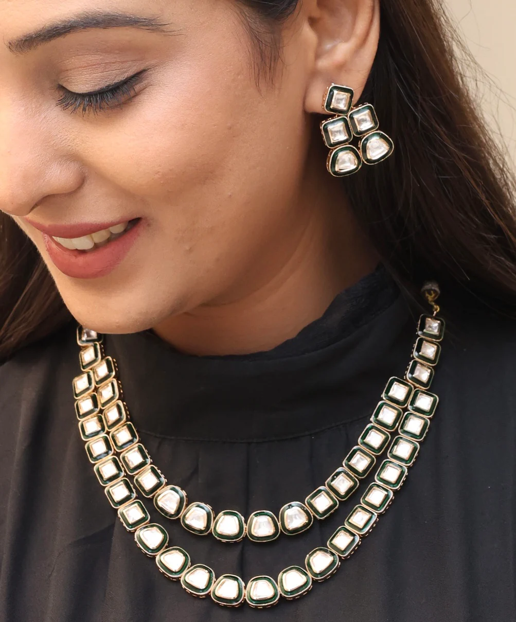 Niti Polki Double layered Necklace - Image 2