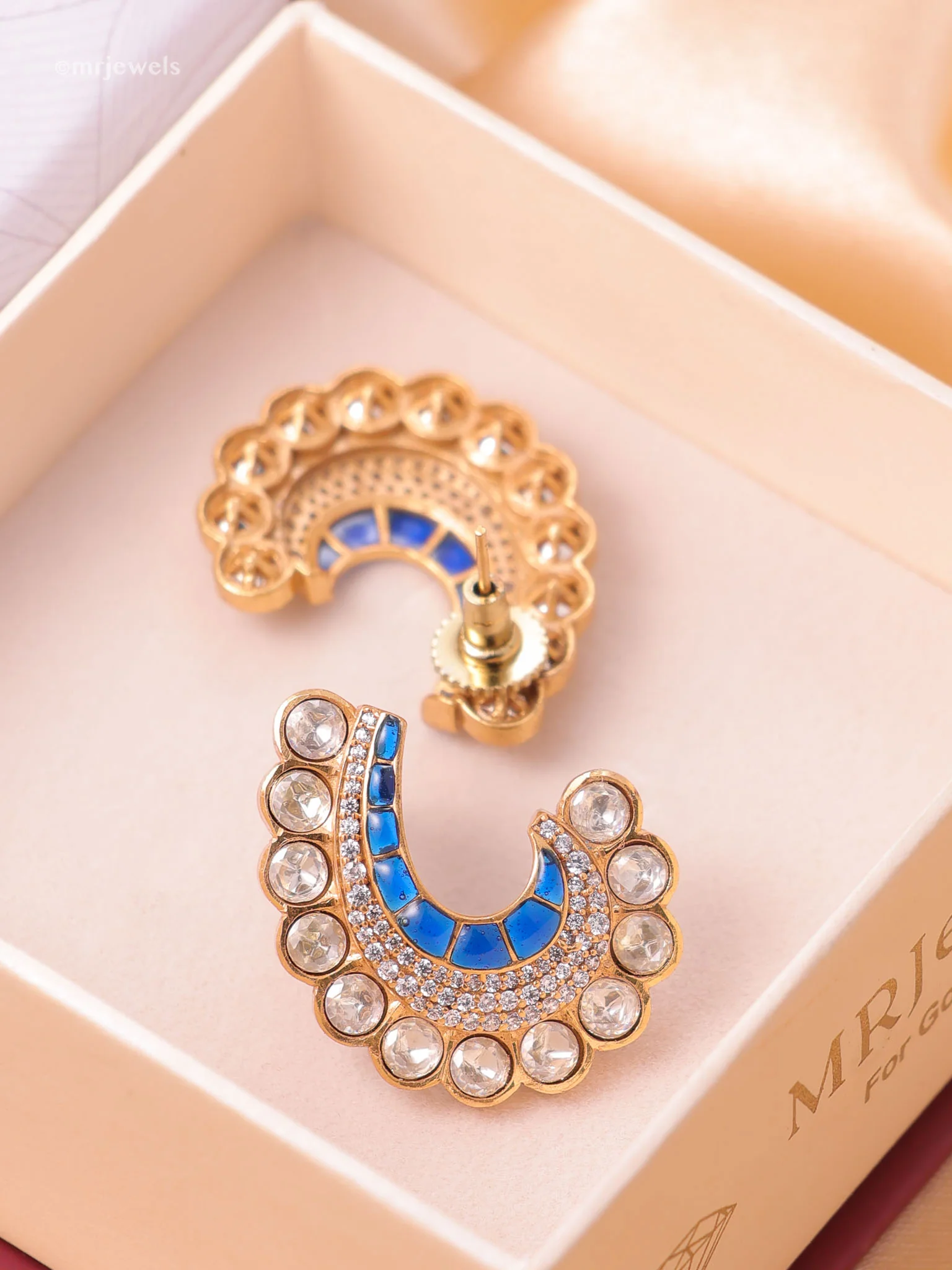 Noor Crescent Meenakari Polki Studs