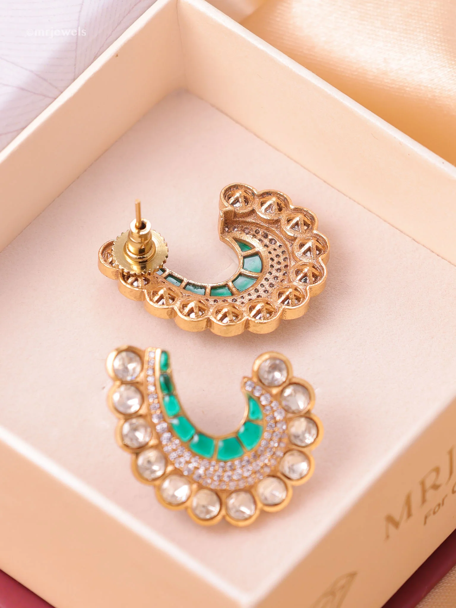 Noor Crescent Meenakari Polki Studs - Image 4