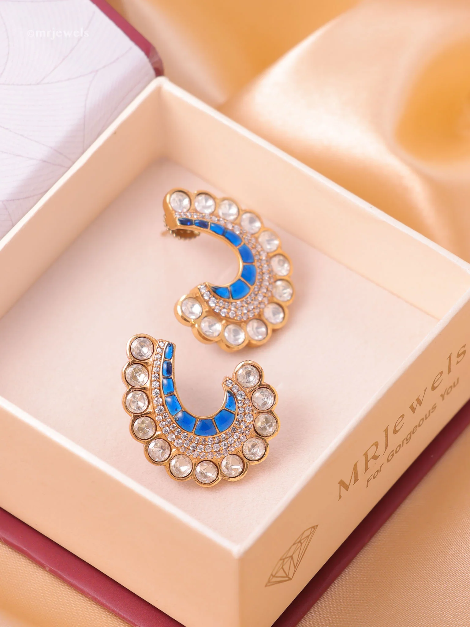 Noor Crescent Meenakari Polki Studs - Image 5