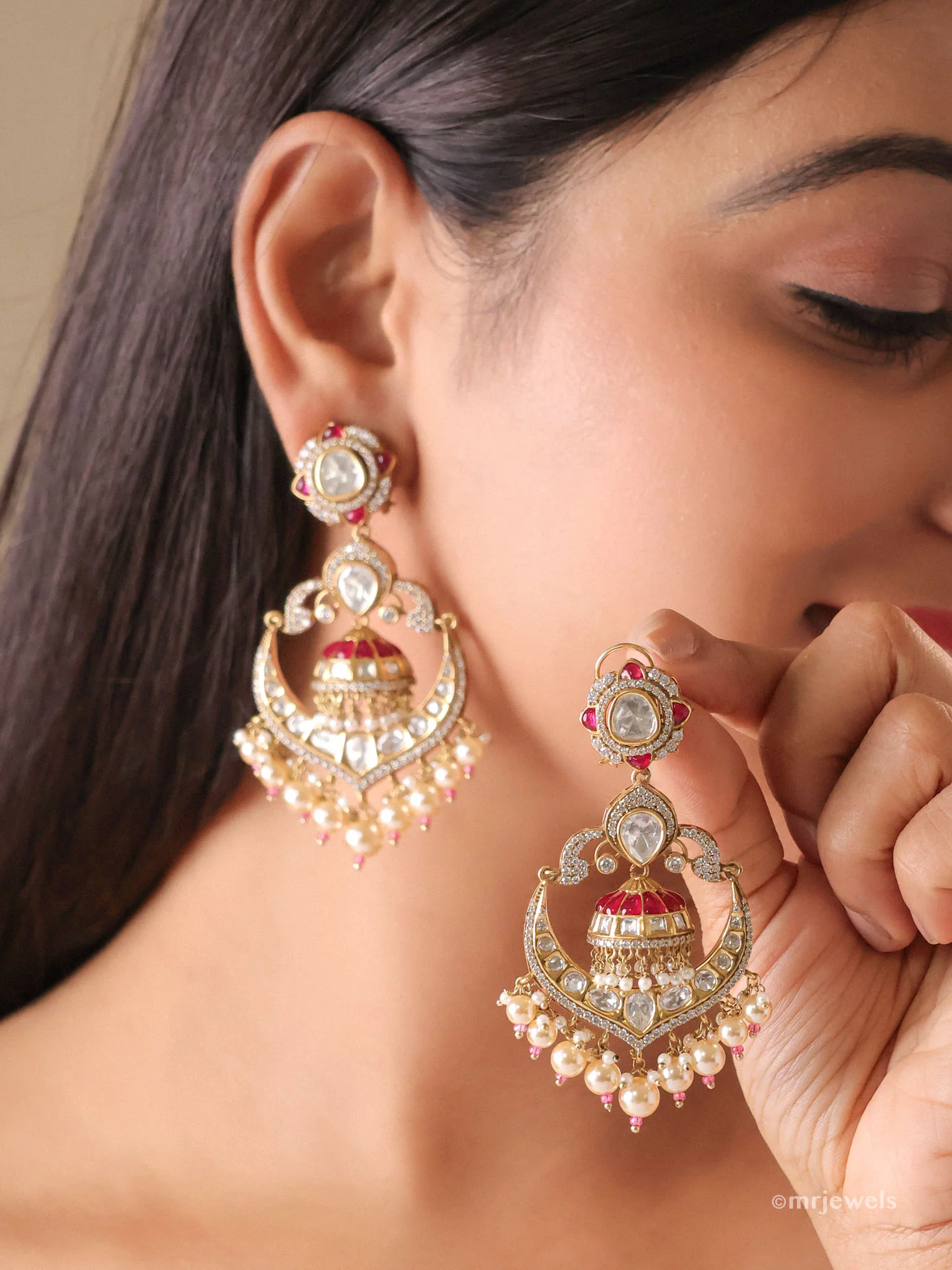 Noor-e-Afroz Meenakari Chand Jhumkas
