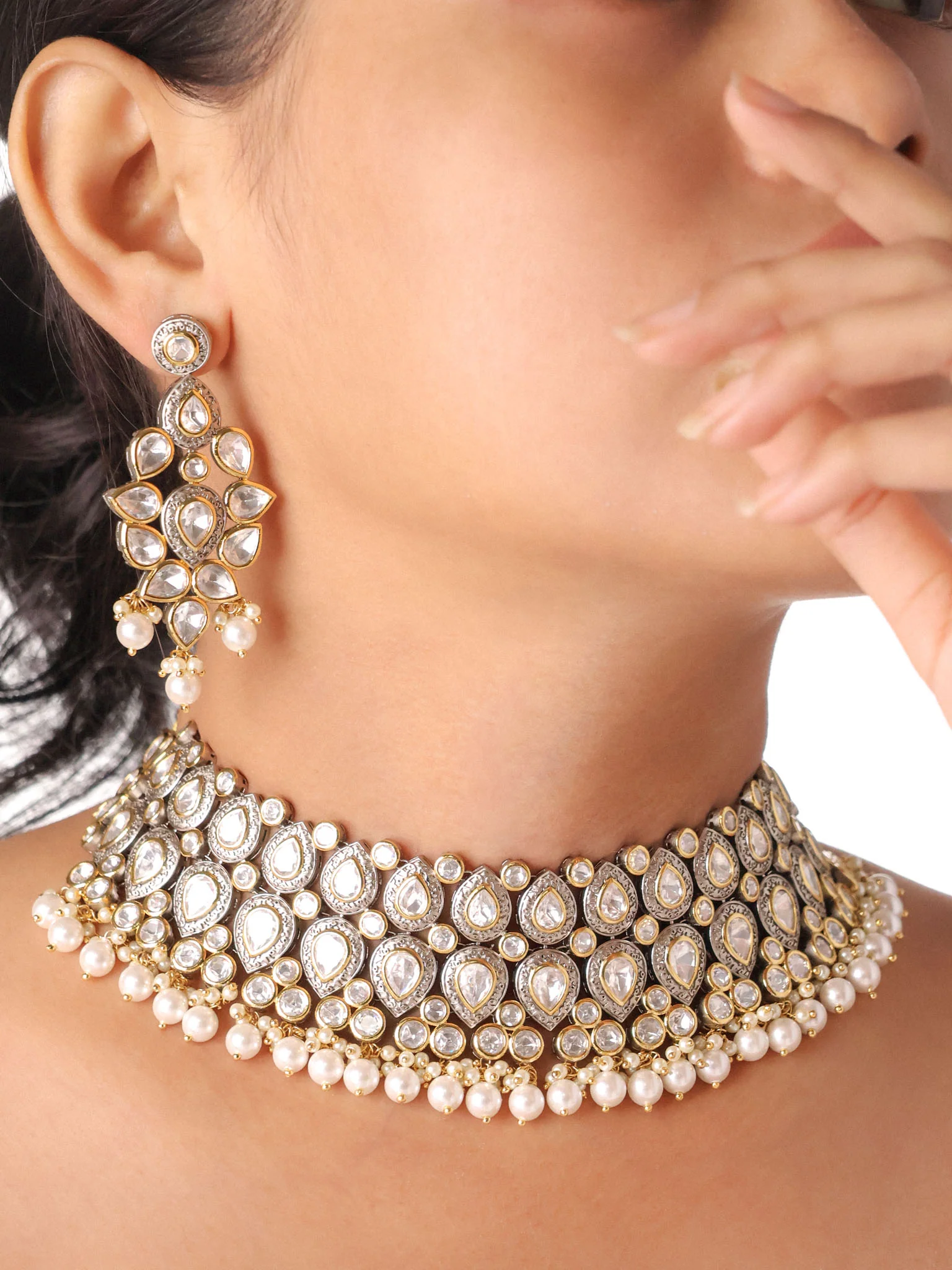 Noor-e-Pearl Polki Vintage Style Choker Set