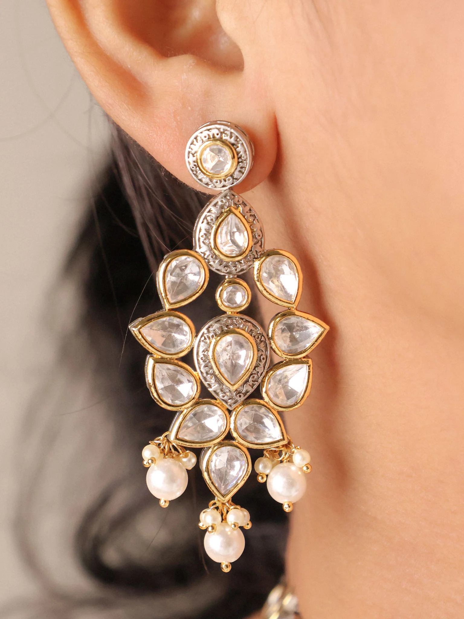 Noor-e-Pearl Polki Vintage Style Choker Set - Image 3