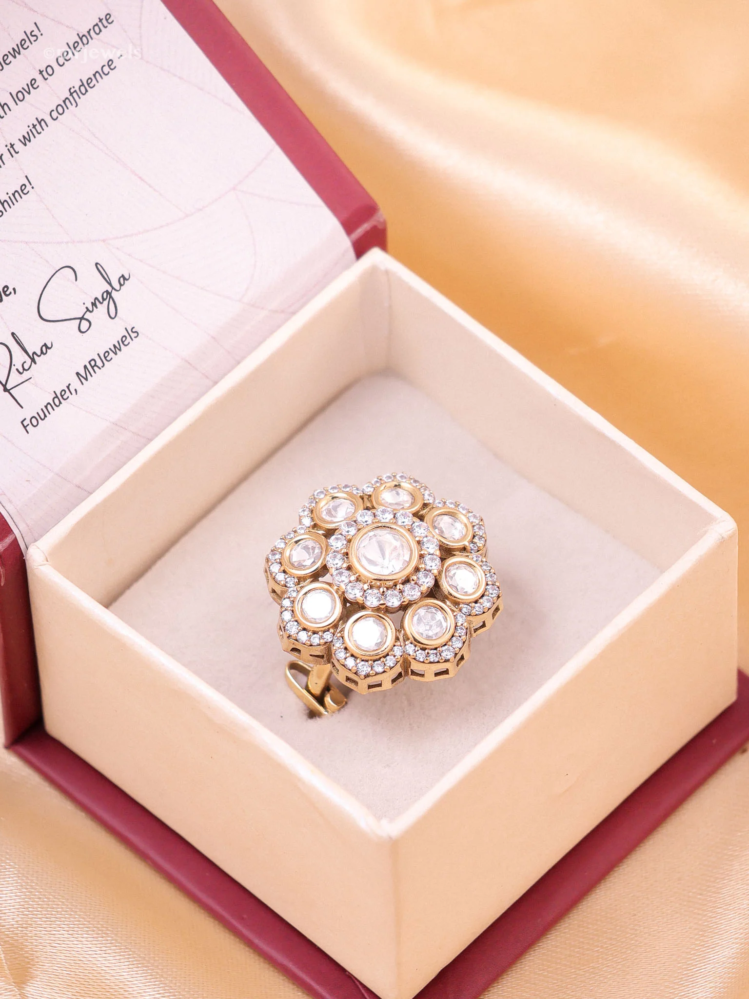 Noor Mehandi Polki Floral Ring