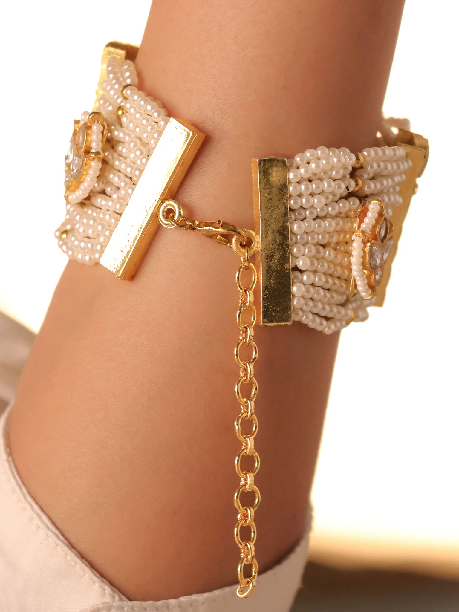 Noor Pearl Kundan Cuff Bracelet - Image 2