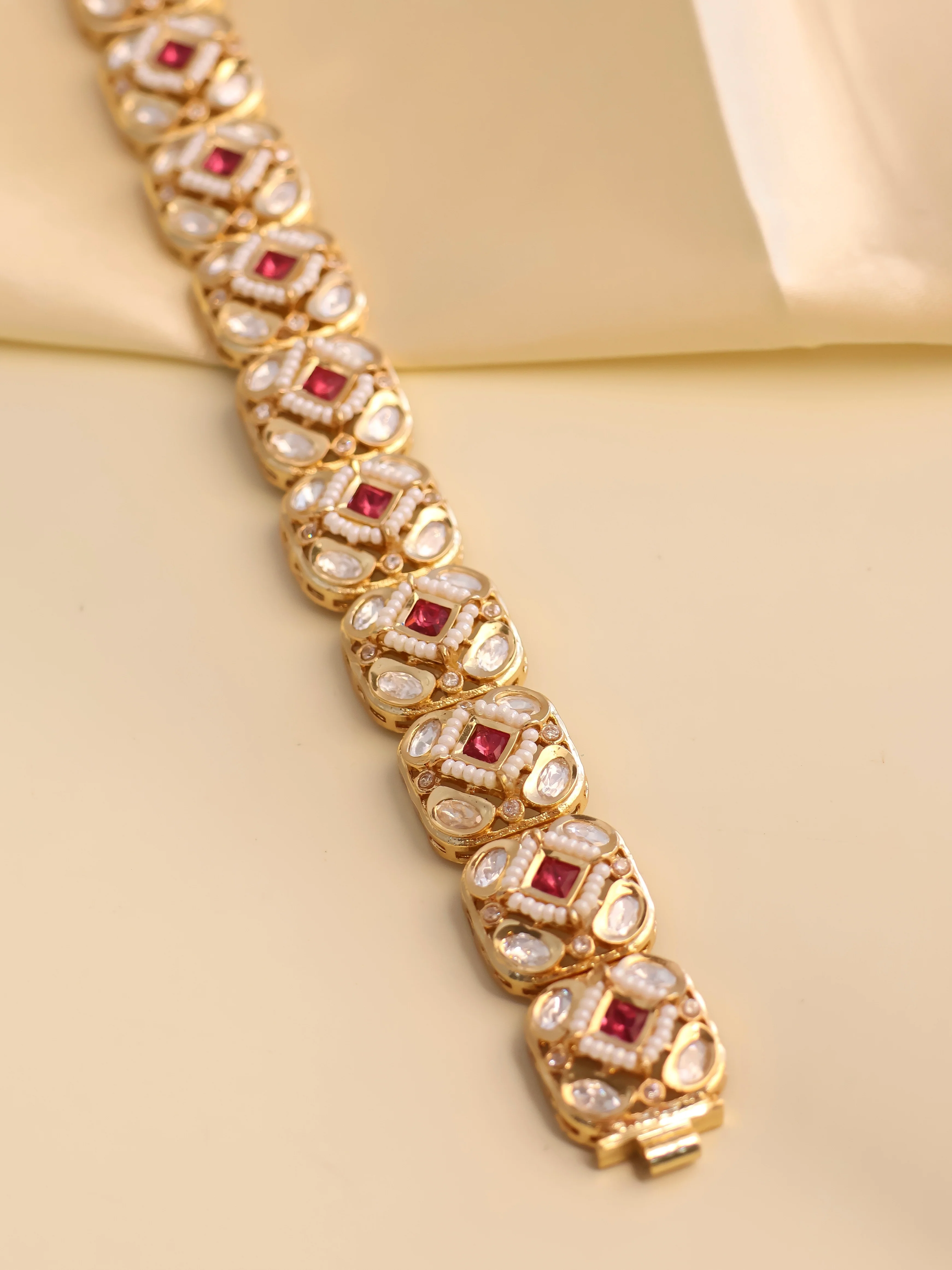 Noor Royale Kundan Bracelet – 17.5cm | Micron Gold Plated
