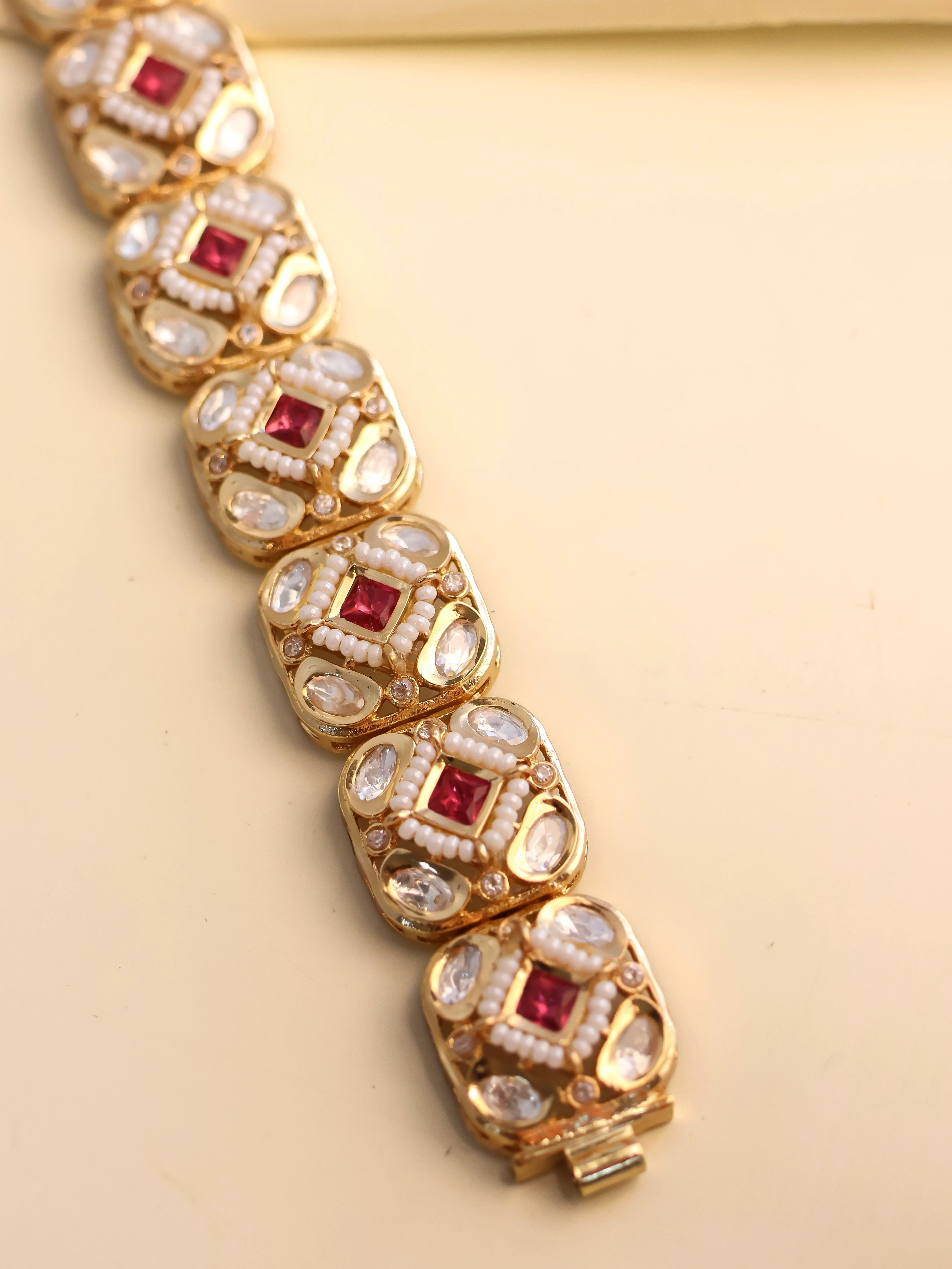 Noor Royale Kundan Bracelet – 17.5cm | Micron Gold Plated - Image 2