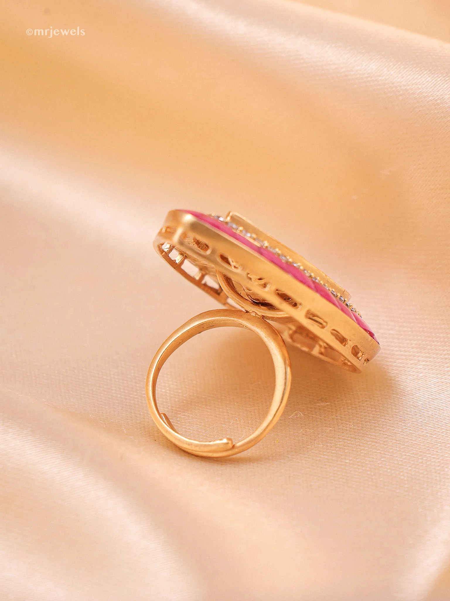 Noor Teardrop Polki Ring (Adjustable) - Image 3