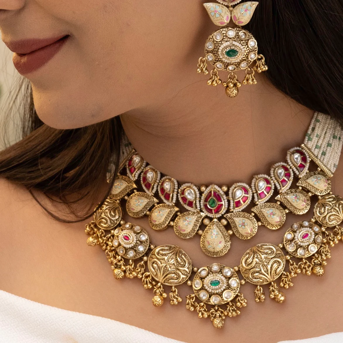 Noor Vilasa - Antique Heritage Kundan Necklace