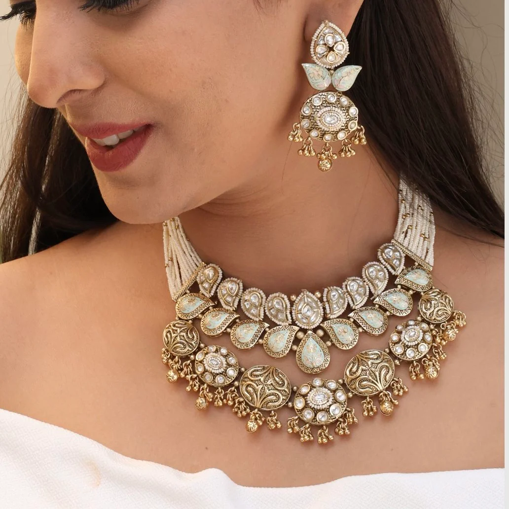 Noor Vilasa - Antique Heritage Kundan Necklace - Image 2