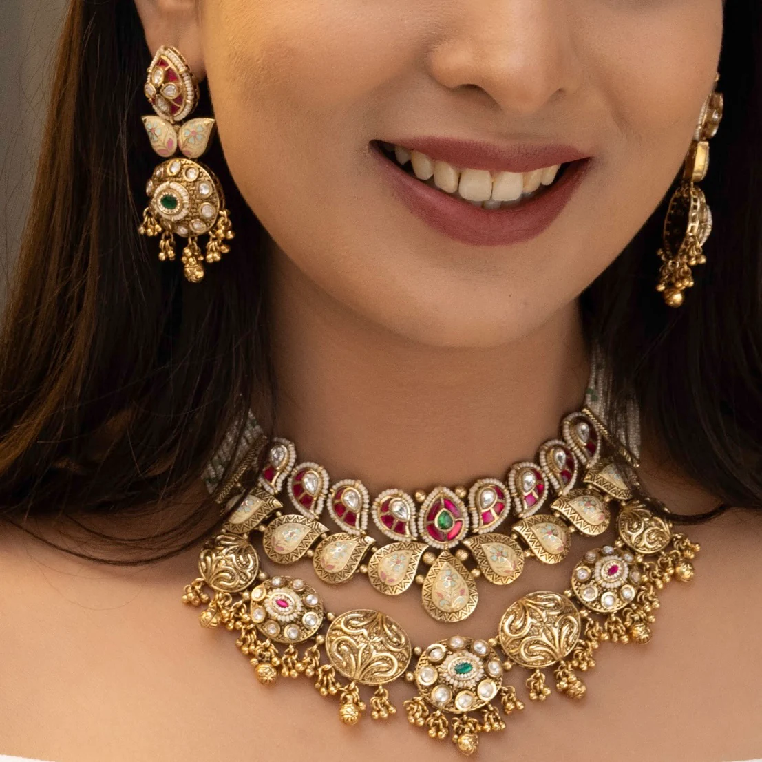 Noor Vilasa - Antique Heritage Kundan Necklace - Image 4