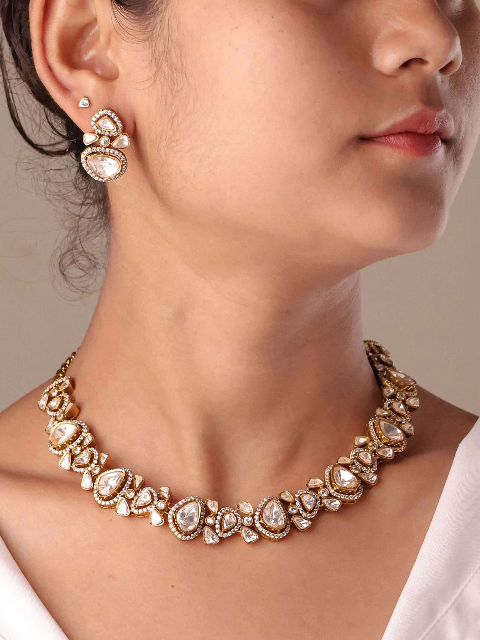 Nooré Royale Polki Moissanite Necklace Set
