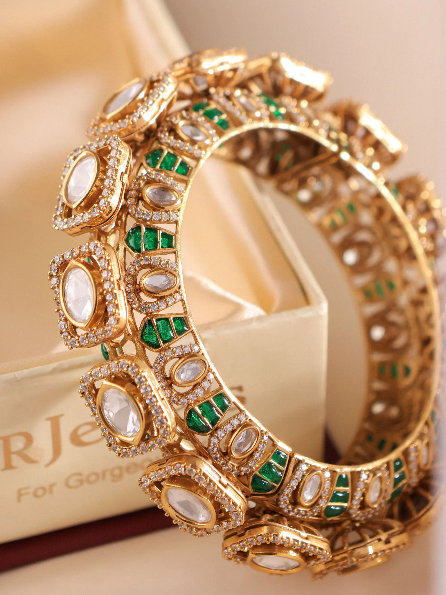 Noorvansh Regal Polki Kada (Emerald / Ruby Edition) - Image 2