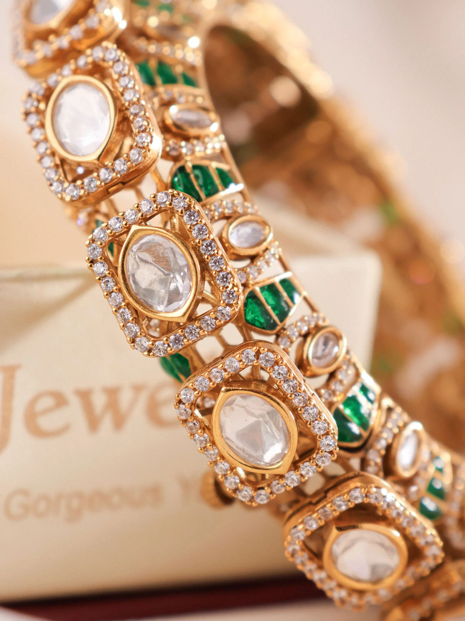 Noorvansh Regal Polki Kada (Emerald / Ruby Edition) - Image 3