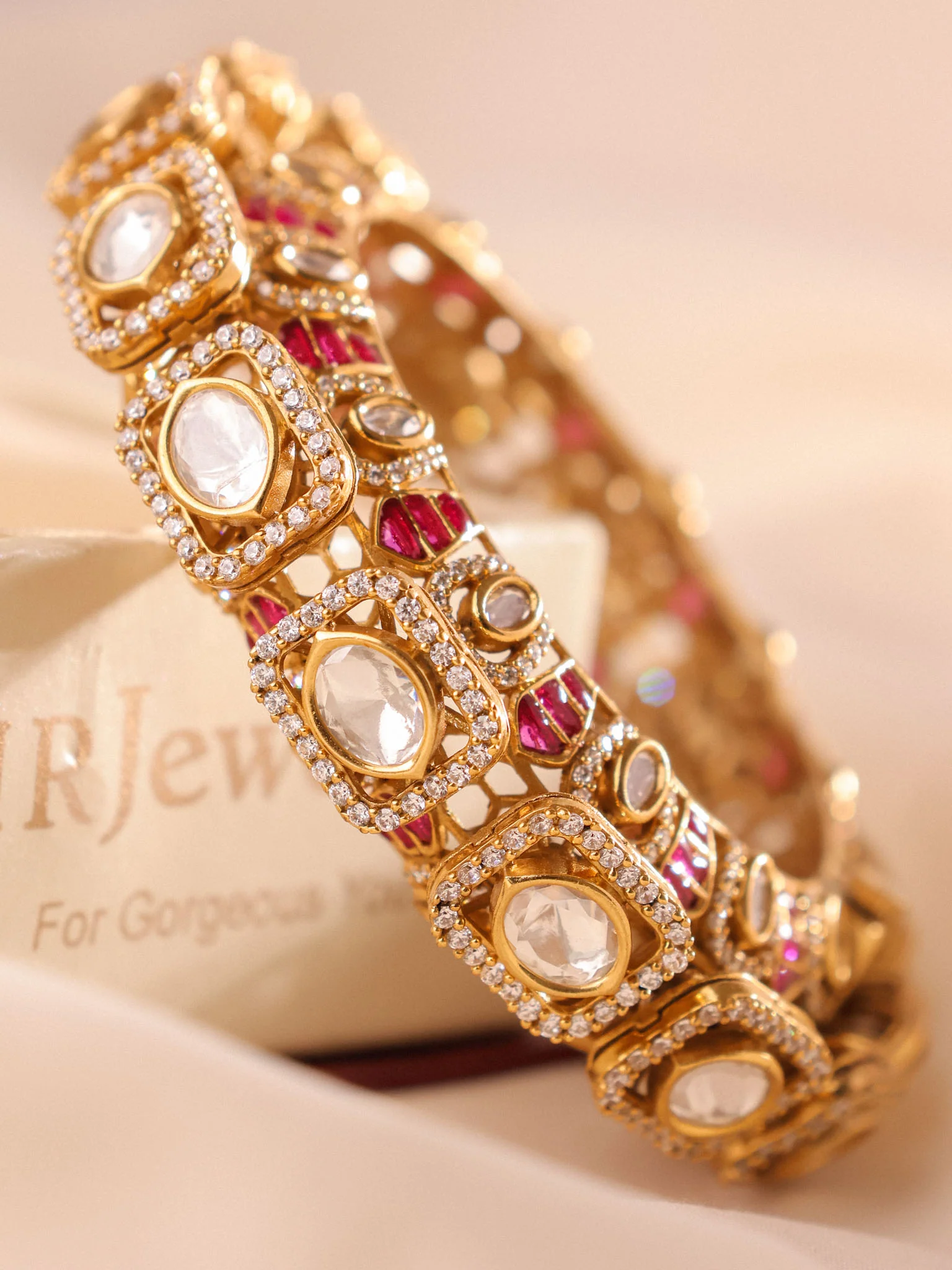 Noorvansh Regal Polki Kada (Emerald / Ruby Edition) - Image 8