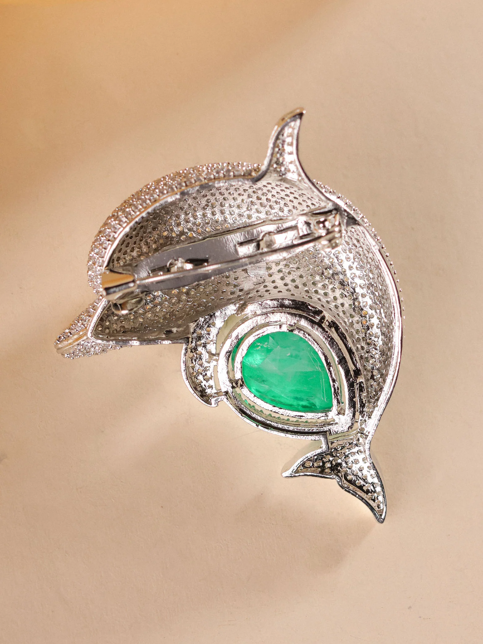 Oceanique Emerald Dolphin Luxe Brooch - Image 3