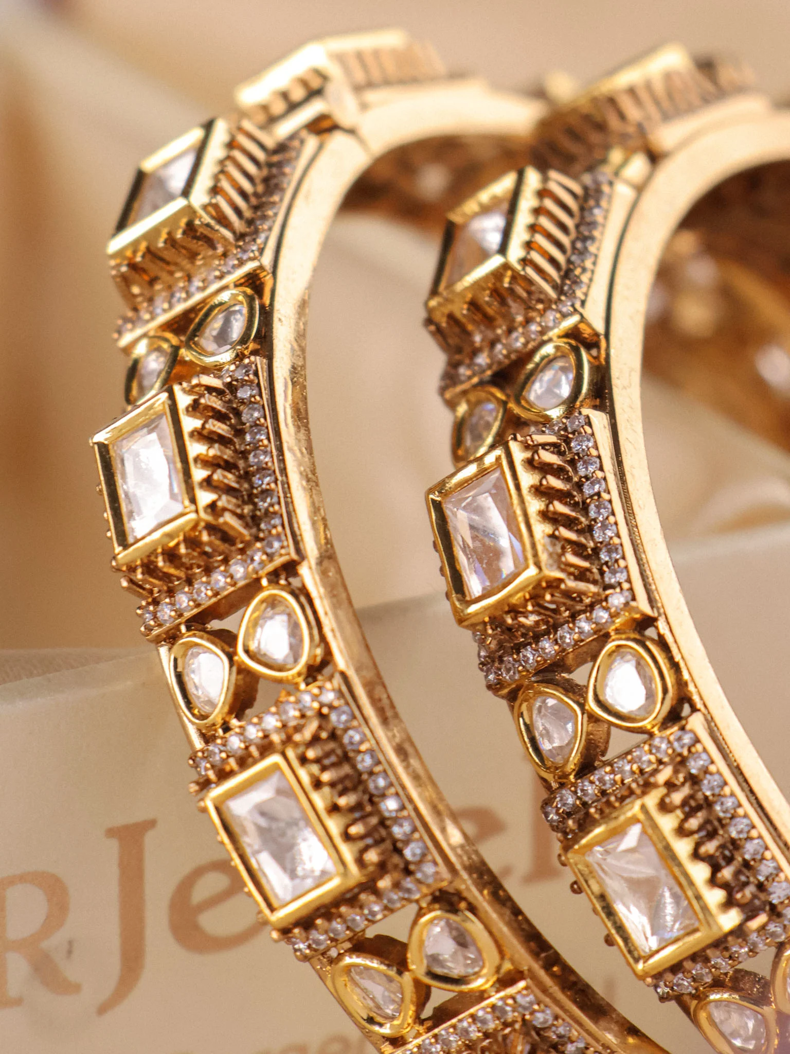 Openable Kundan Bangle- Pair of 2 - Image 2