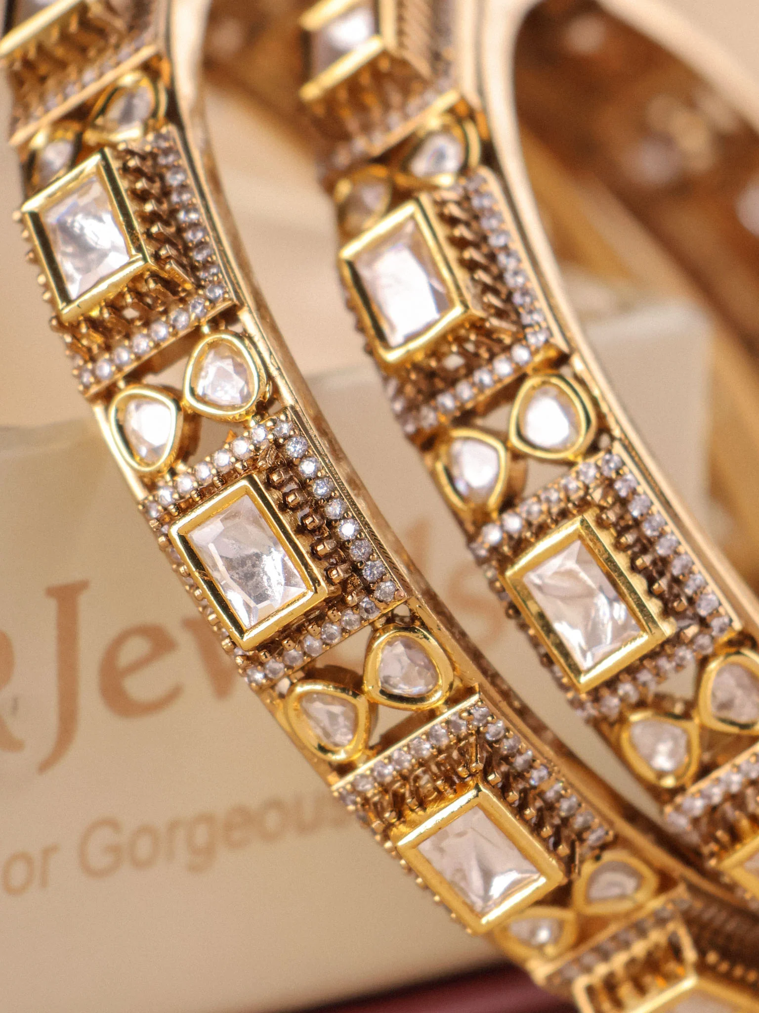 Openable Kundan Bangle- Pair of 2 - Image 4