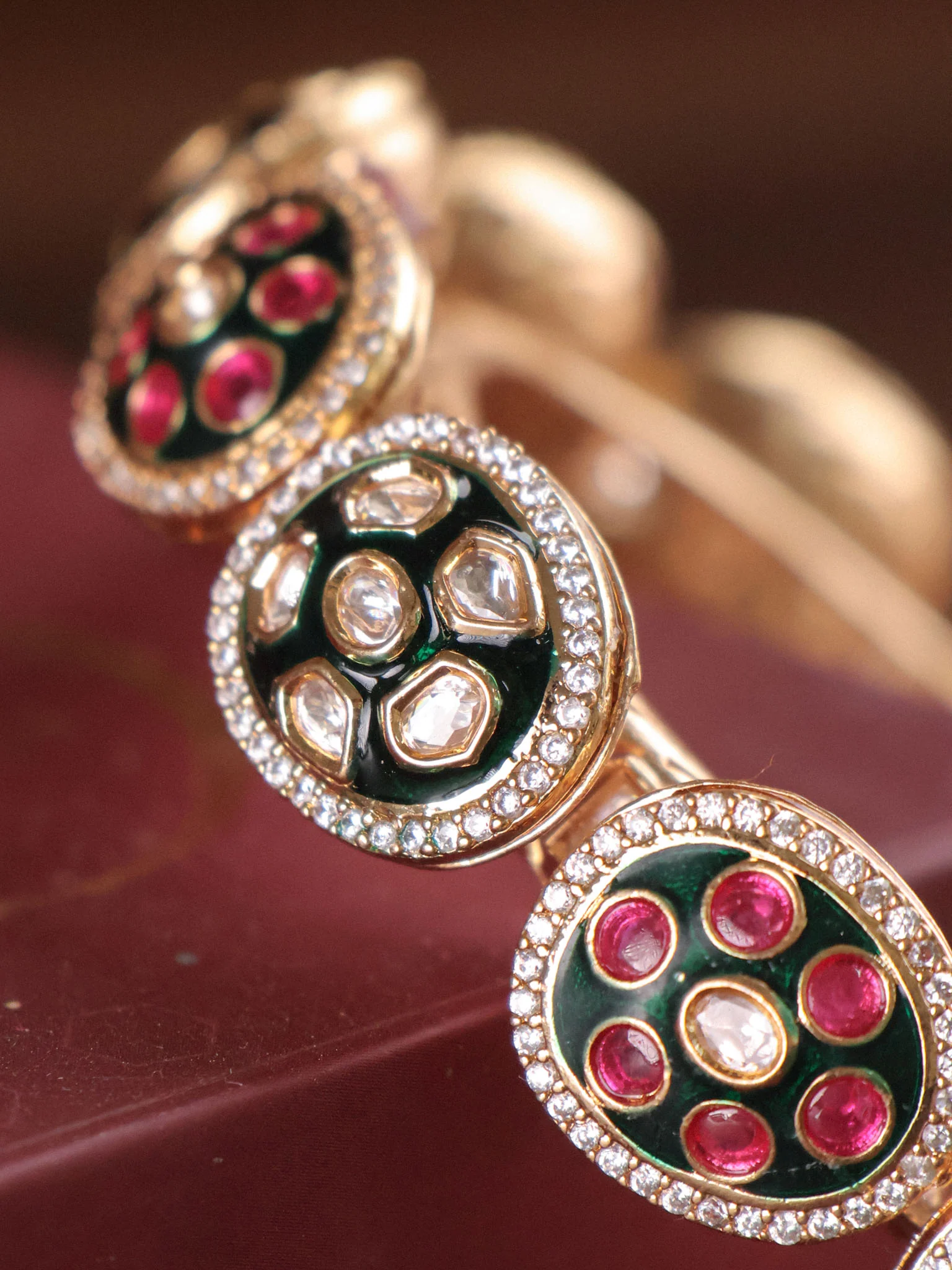Pacheli Royal Meenakari Polki Openable  Kada - Image 2