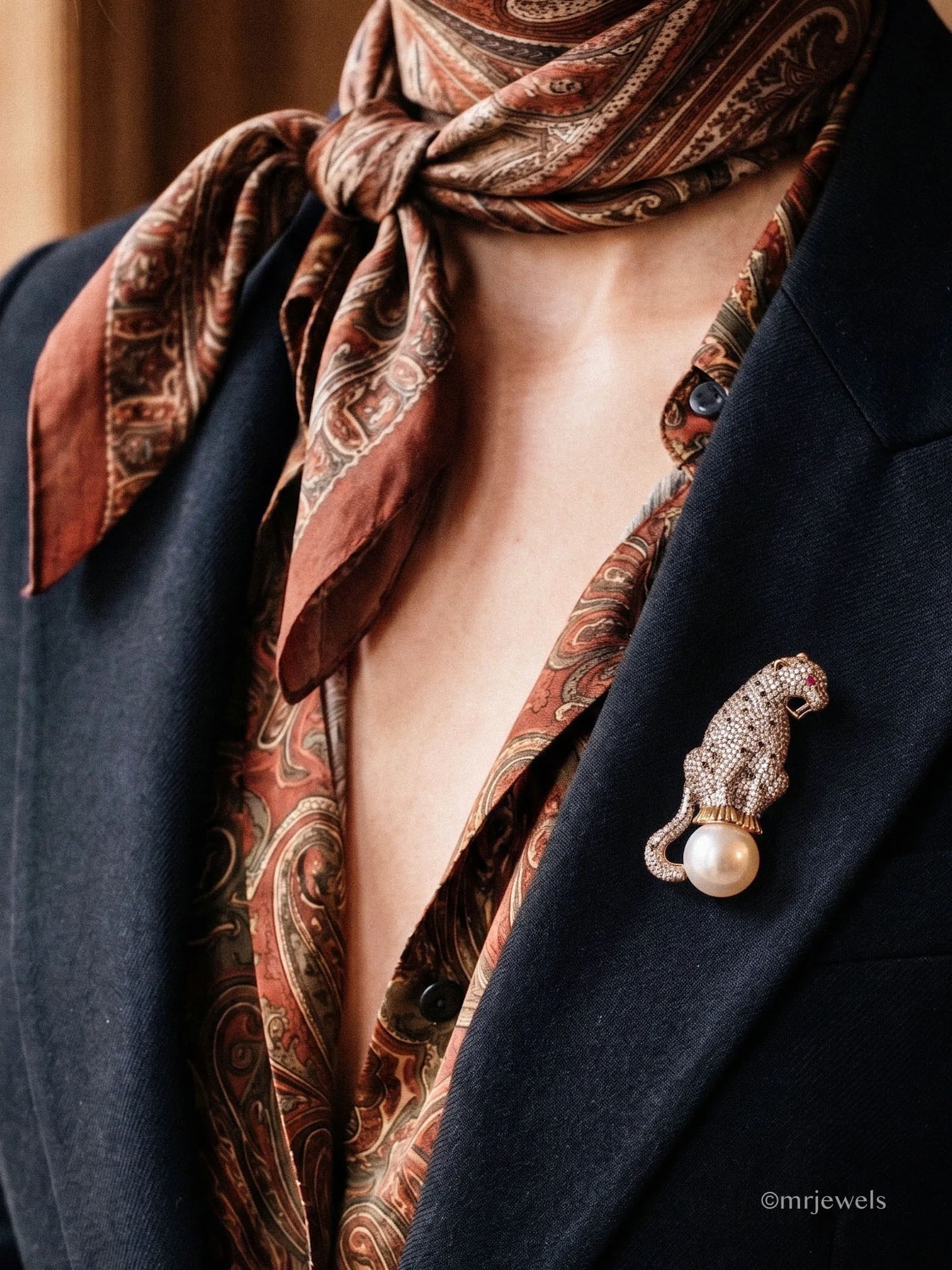 Panther Pearl Brooch