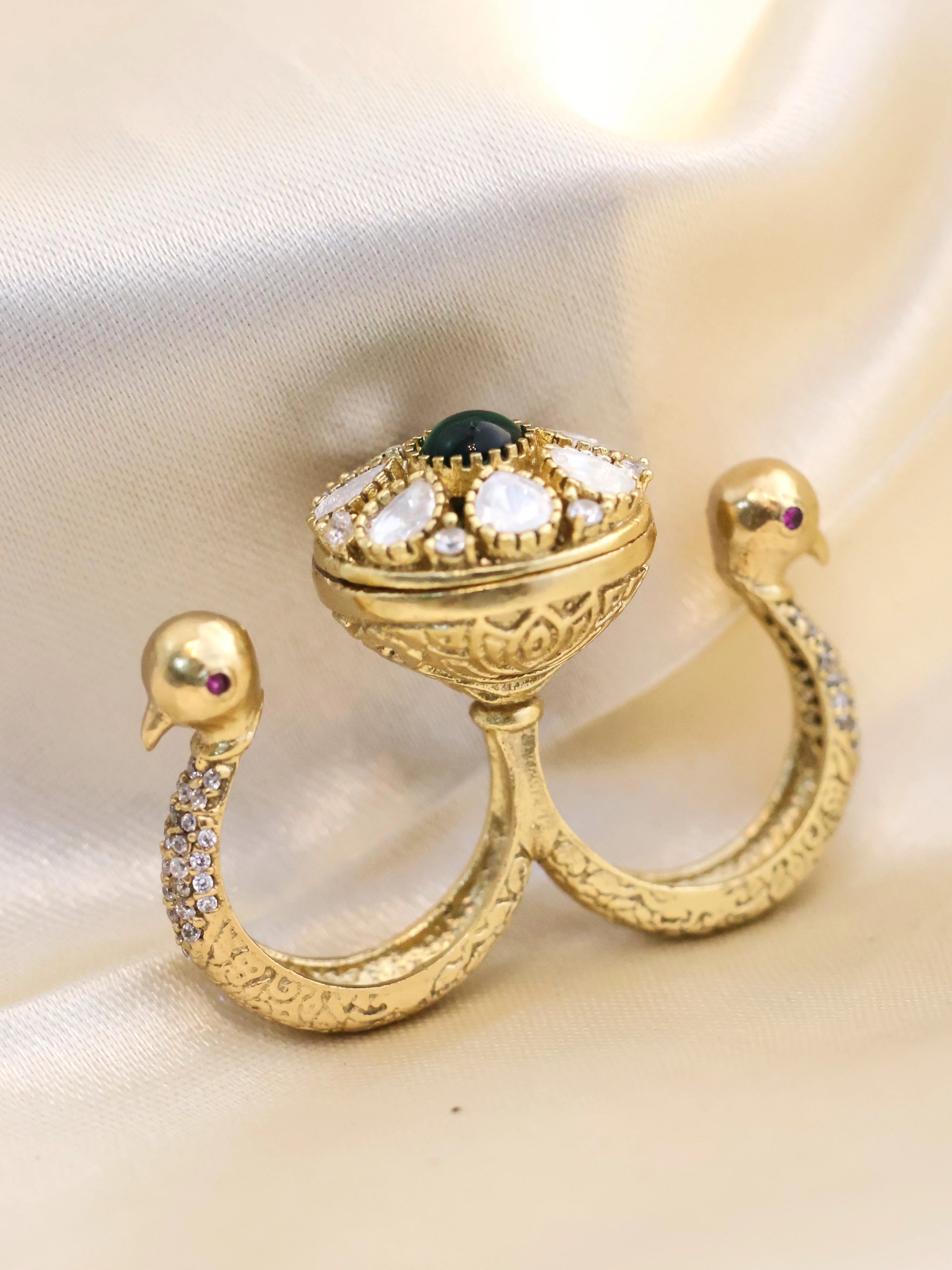 Peacock Dual-Finger Statement Ring - Image 5