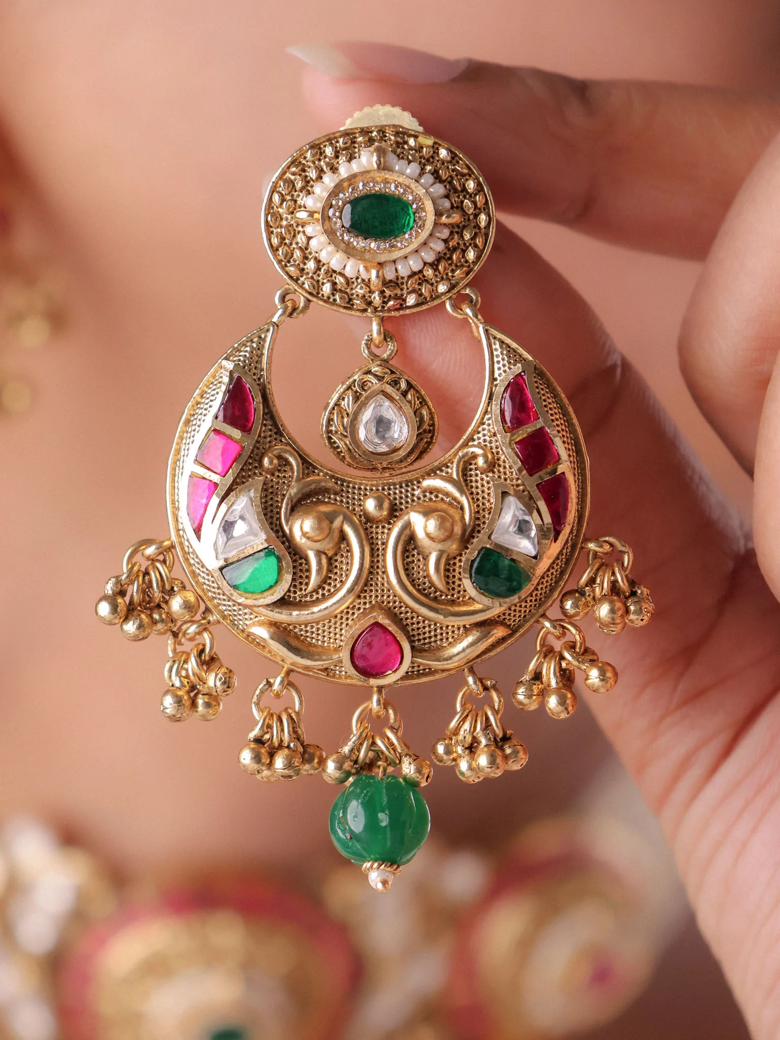 Peacock Emerald Gulnaar Choker Set - Image 4