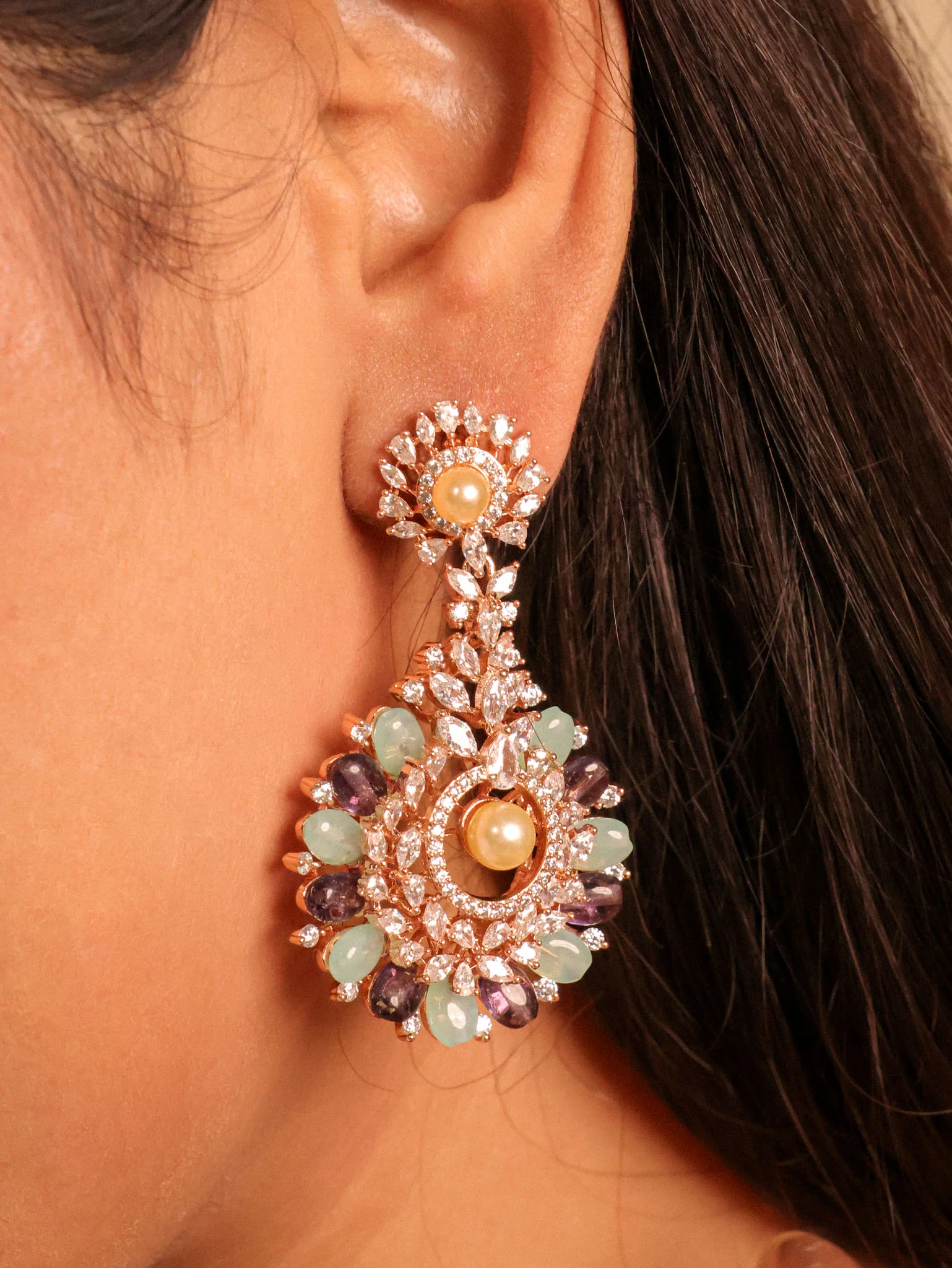 Pearl Beaded Danglers - Image 2