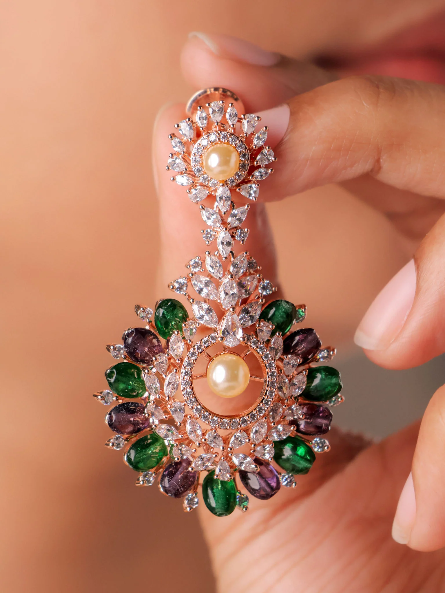 Pearl Beaded Danglers - Image 3