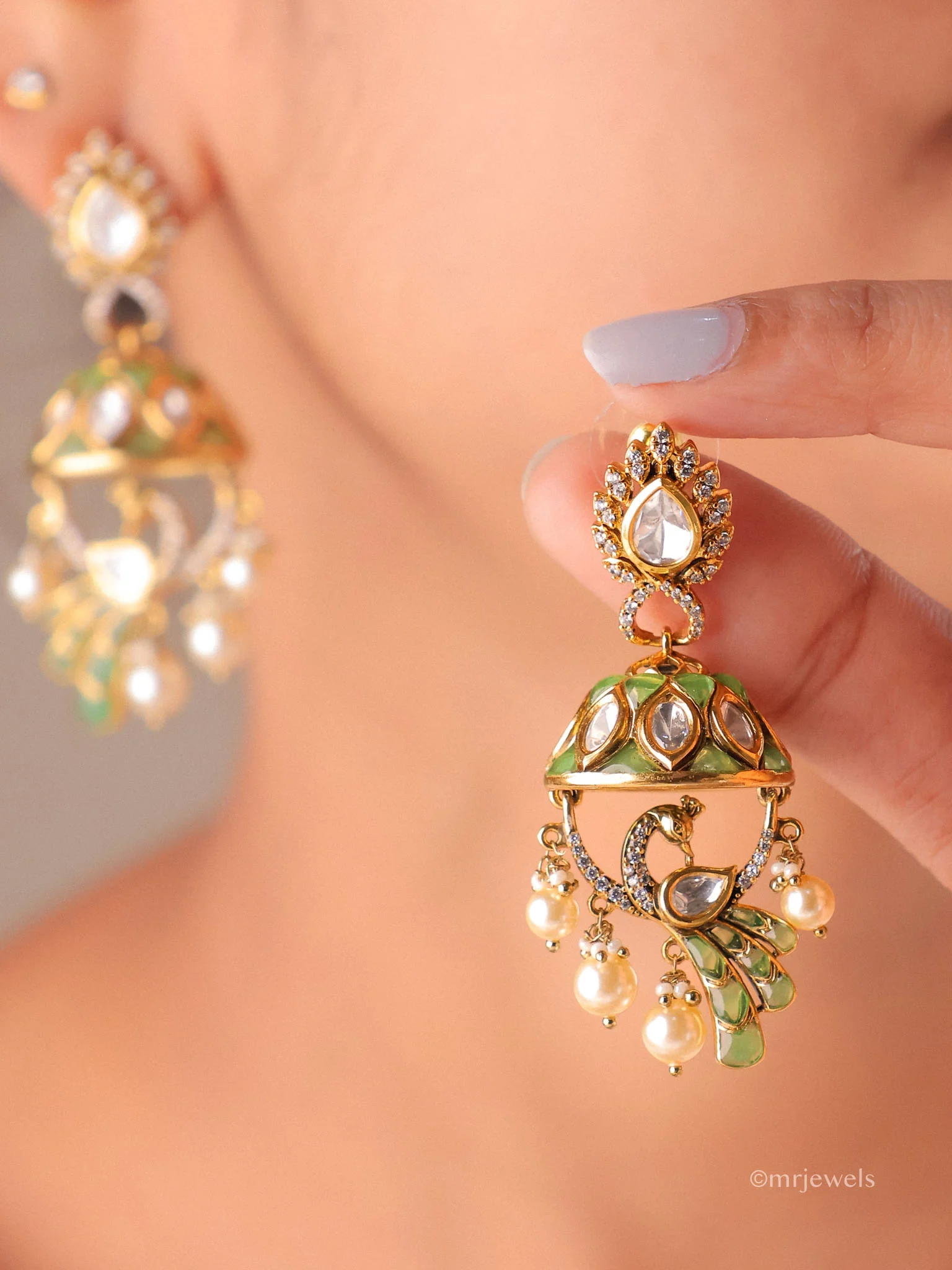 Pearl Drop Dome Jhumkas - Image 10