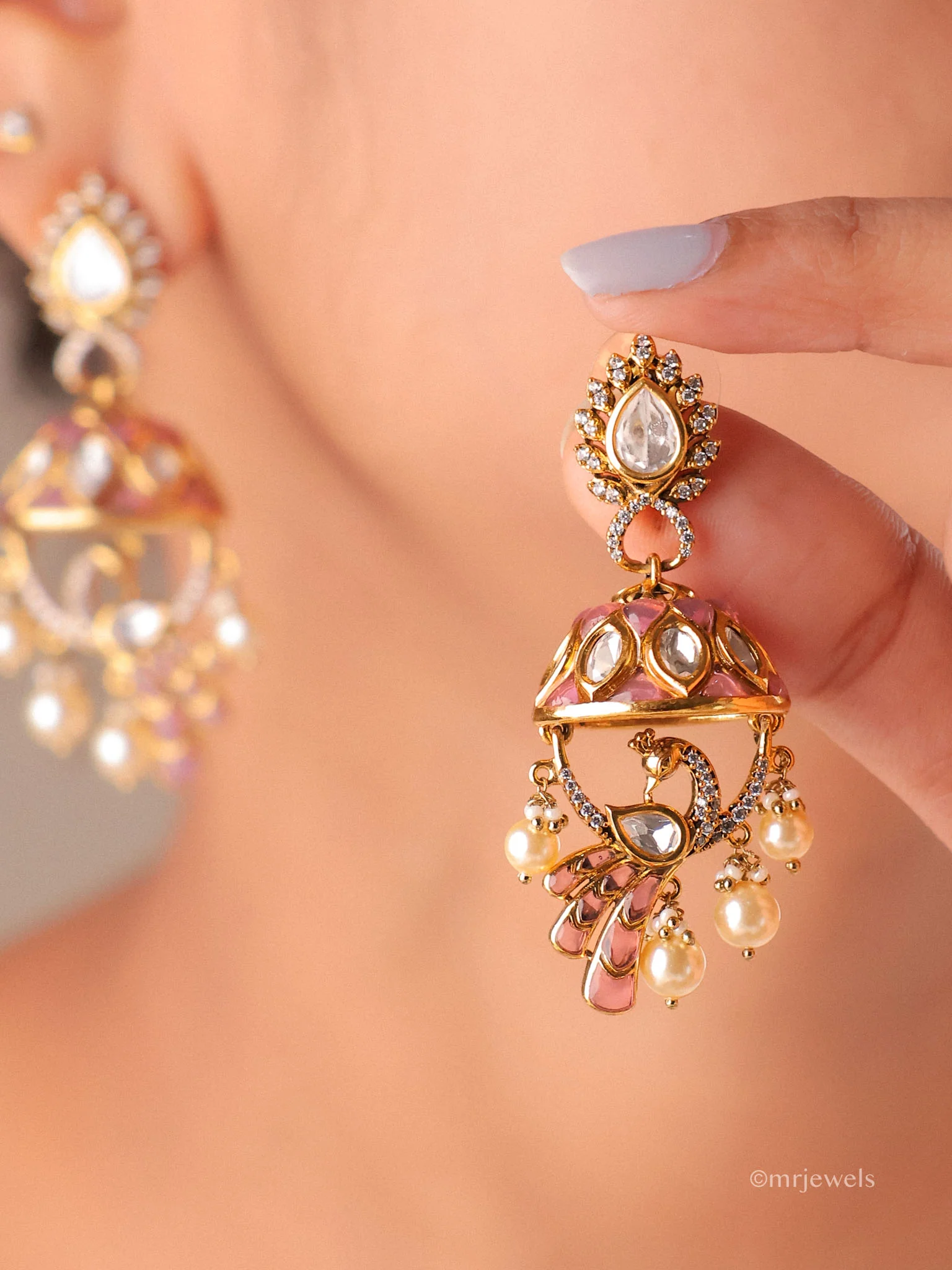 Pearl Drop Dome Jhumkas - Image 11