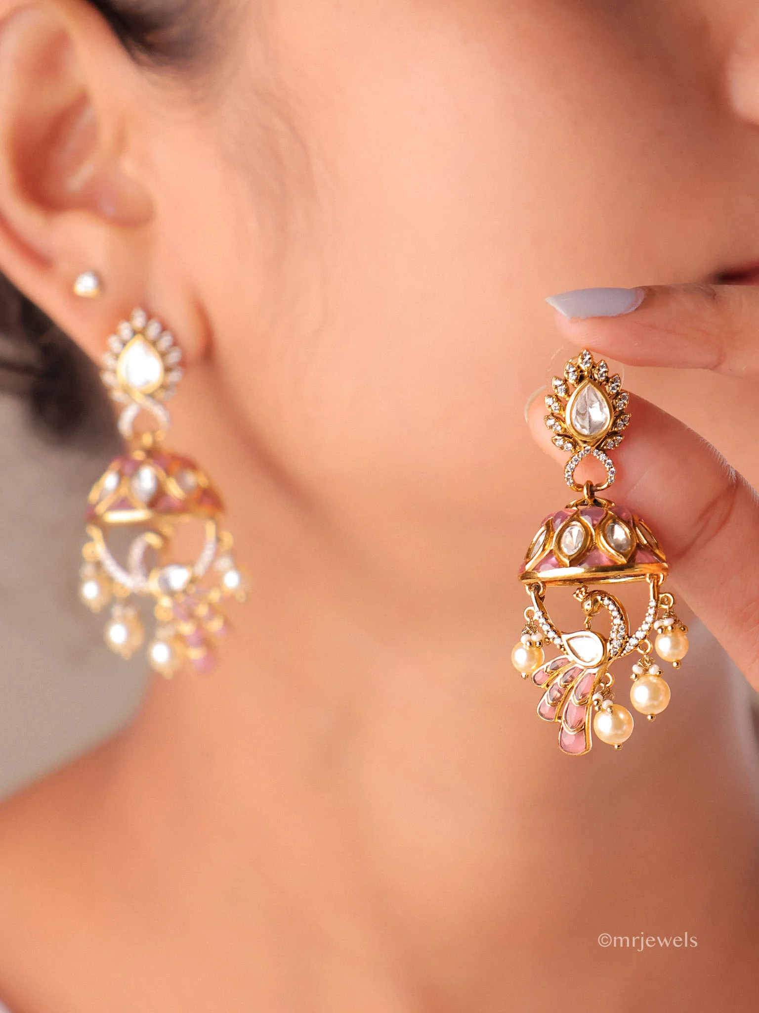 Pearl Drop Dome Jhumkas - Image 12