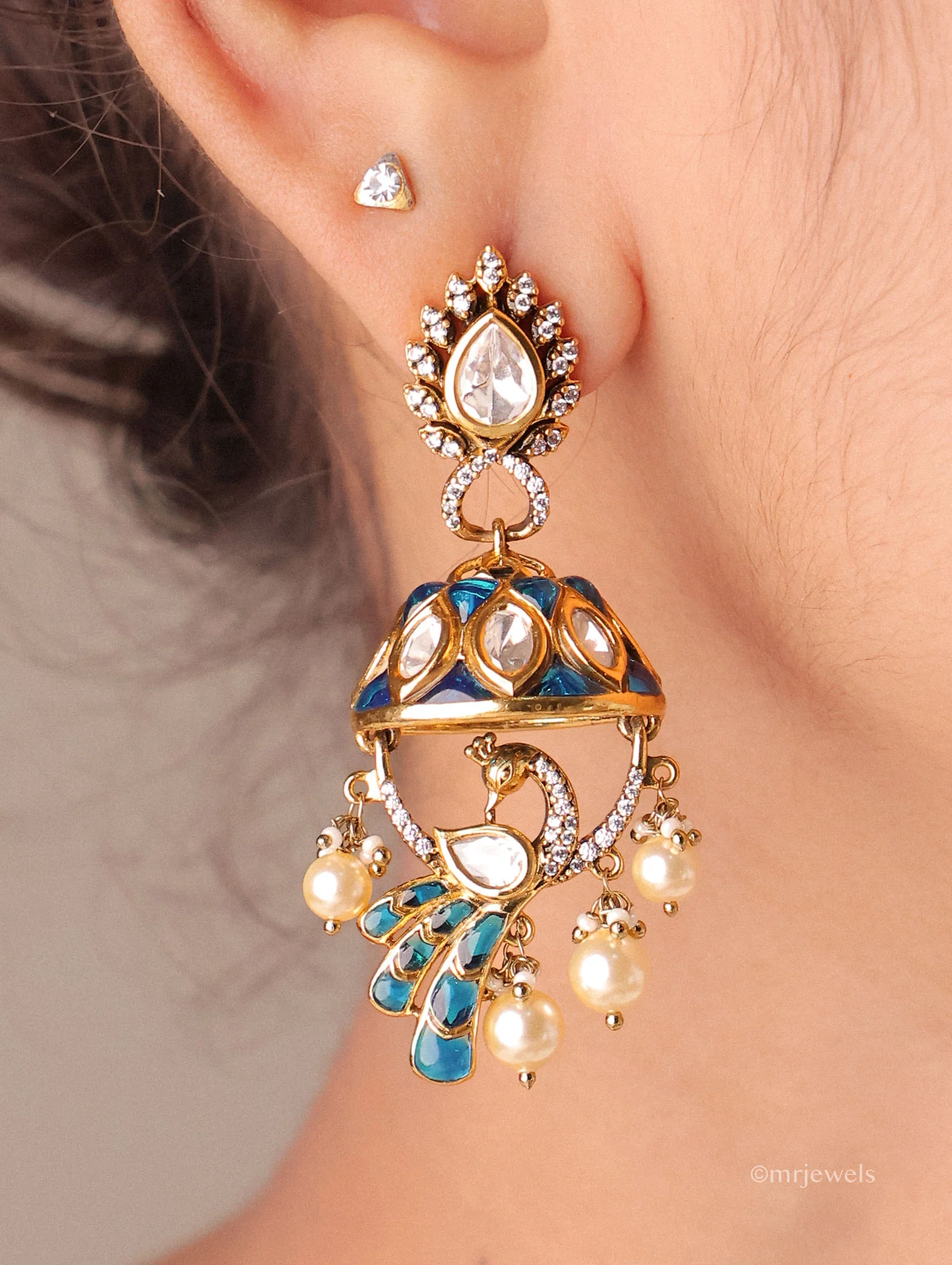 Pearl Drop Dome Jhumkas - Image 14