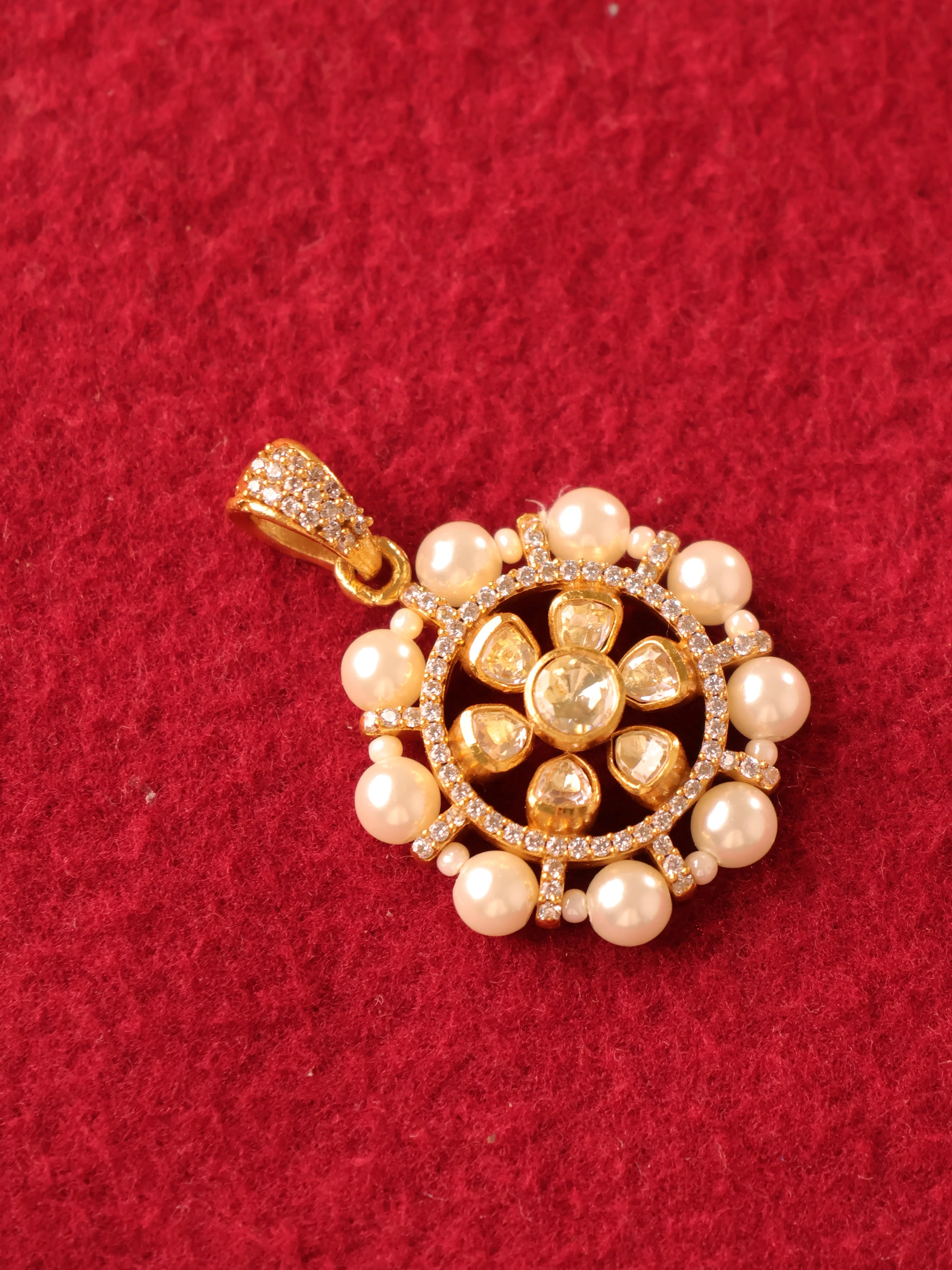 Pearl Moissanite Pendant Set with Studs - Image 3