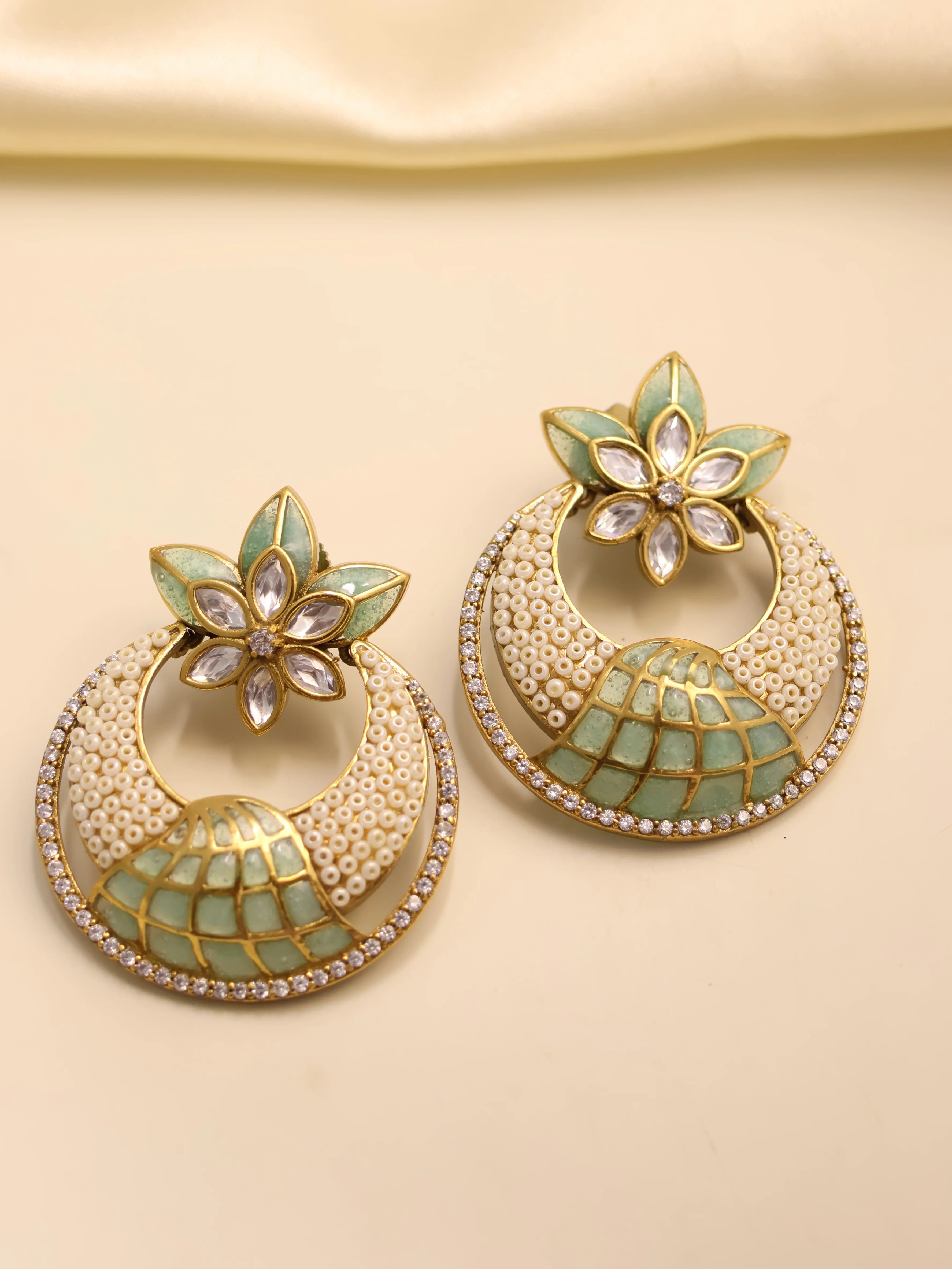 Petal Designer Pearls Studs Earrings - Image 3