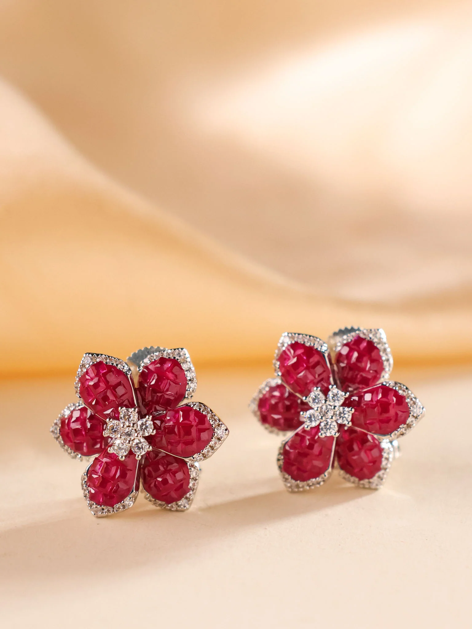 Petal Radiance Designer Earrings Invisible Setting